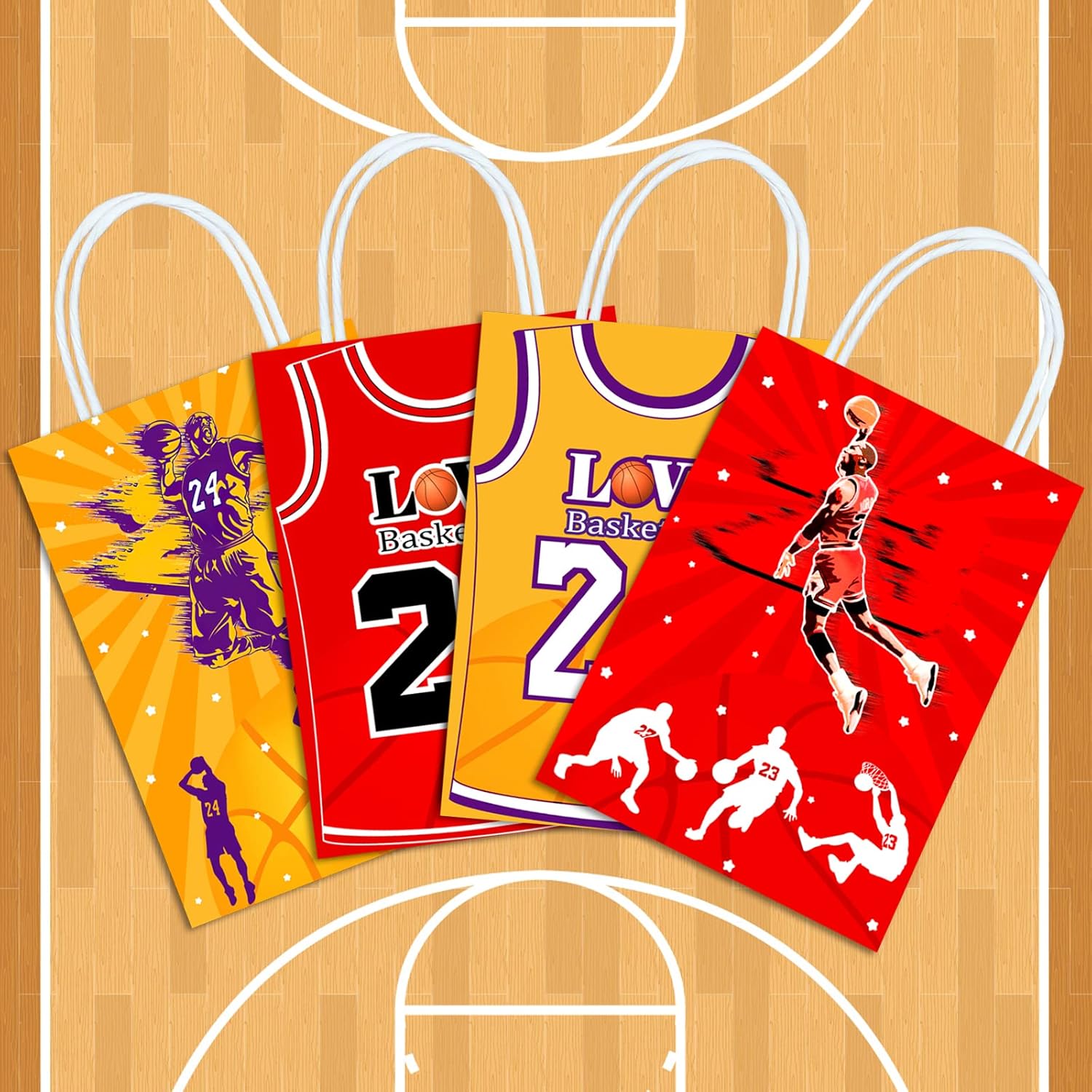 16 Piece Basketball T-Shirt Goodie Bags with Handles