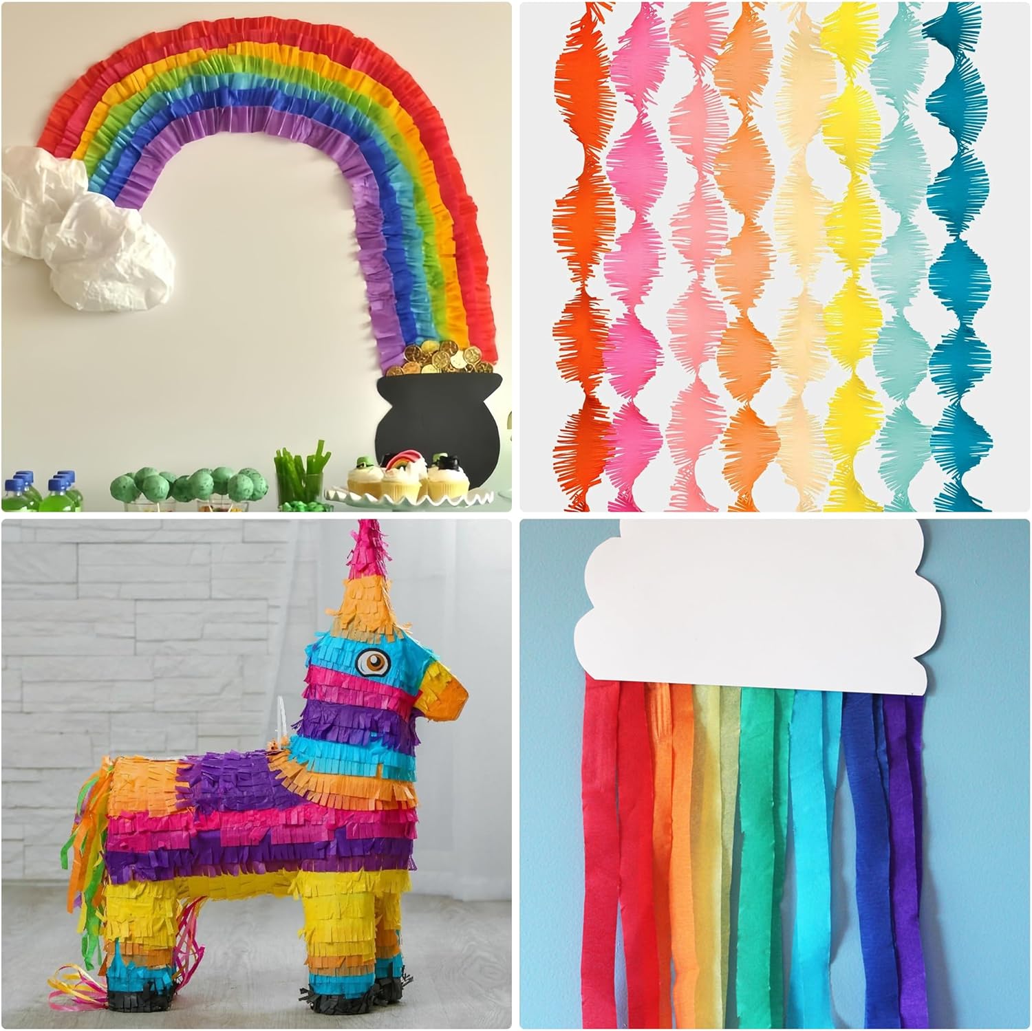 Oun Nana Crepe Paper Streamers 6 Rolls Rainbow