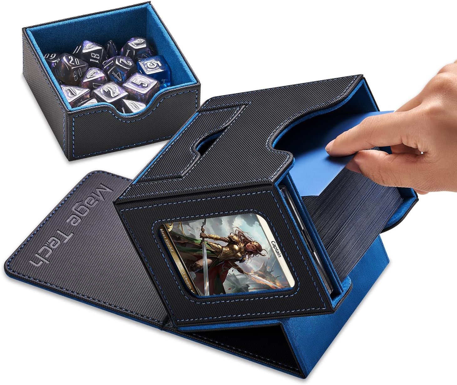 Mage Tech Card Deck Box for MTG Commander - Black Blue