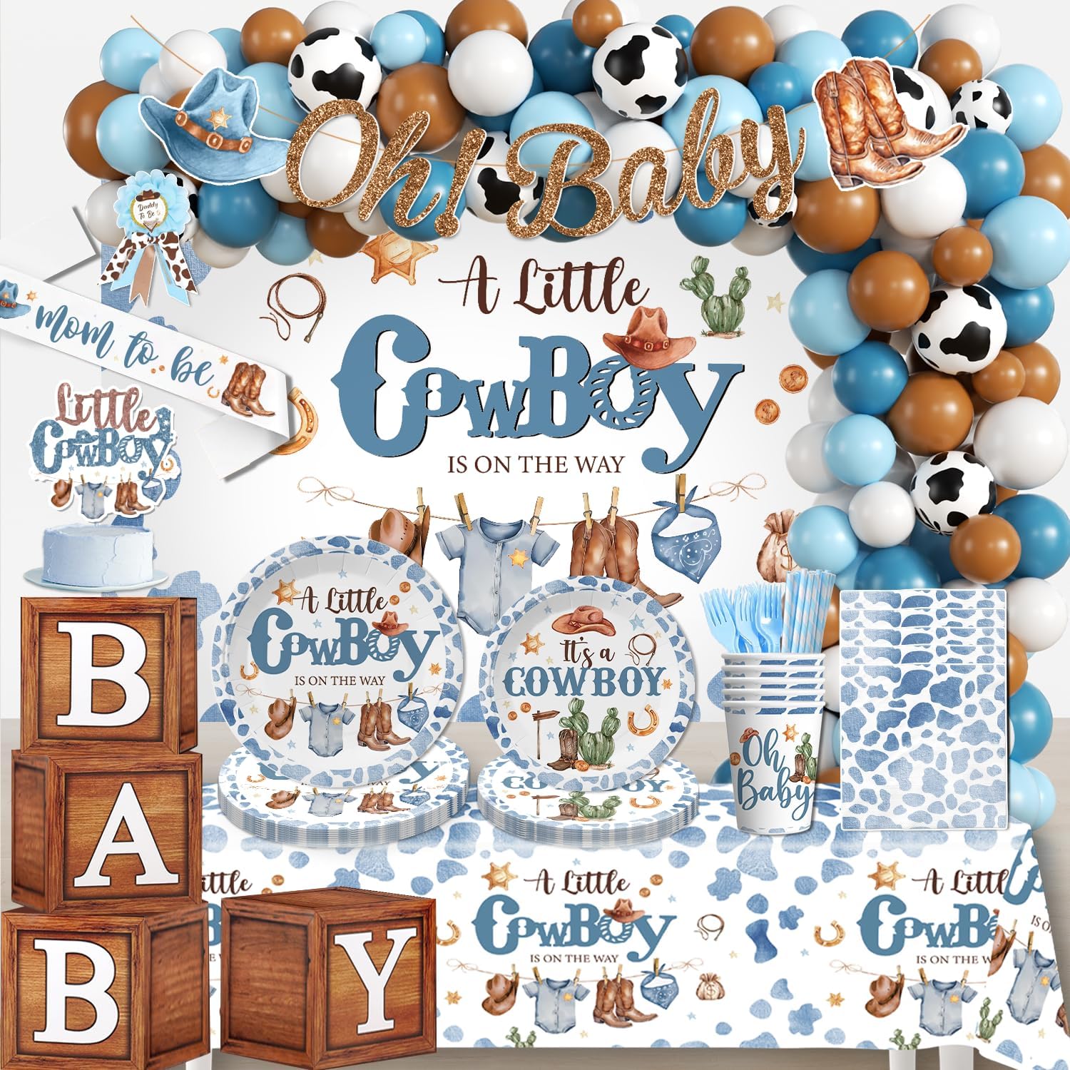 239pcs Cowboy Baby Shower Decorations Set