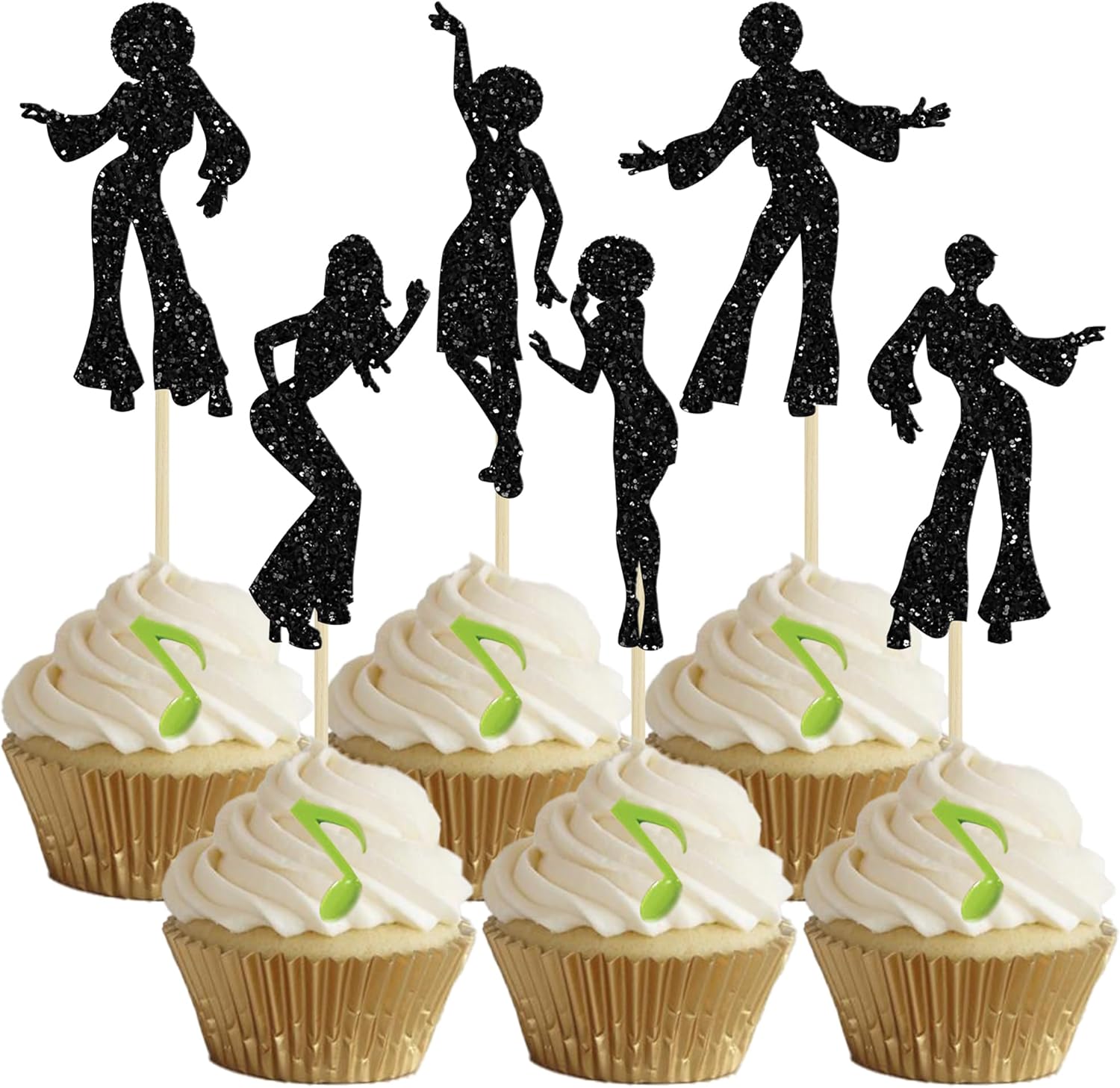 Gyufise 24Pcs 70s Disco Dancing Cupcake Toppers