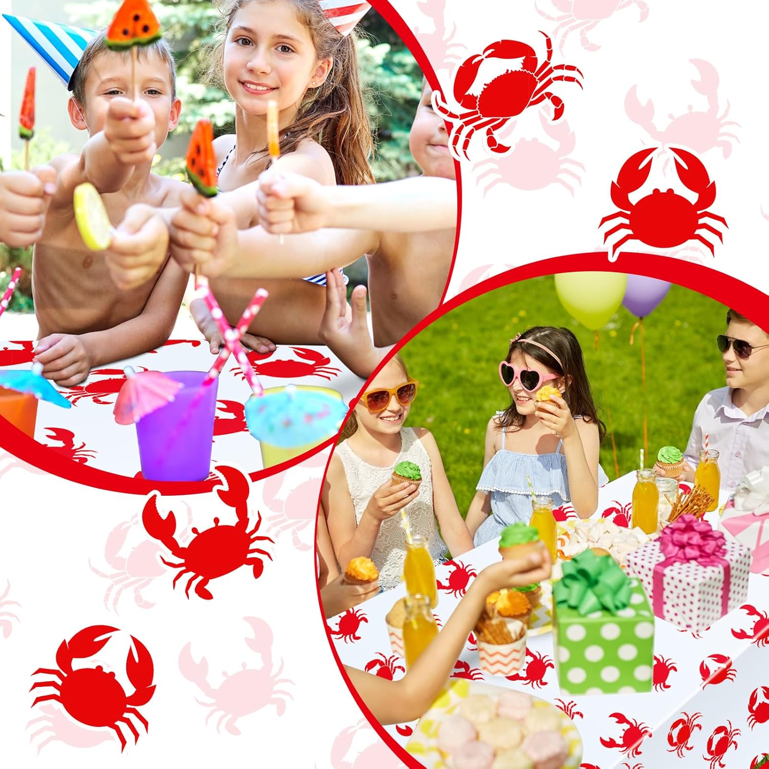 Juexica 2 Pcs 54 x 108 Inch Crab Tablecloth for Parties