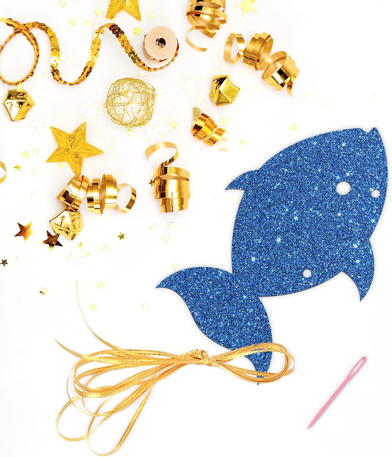 Gold Glitter Two Less Fish in the Sea Banner
