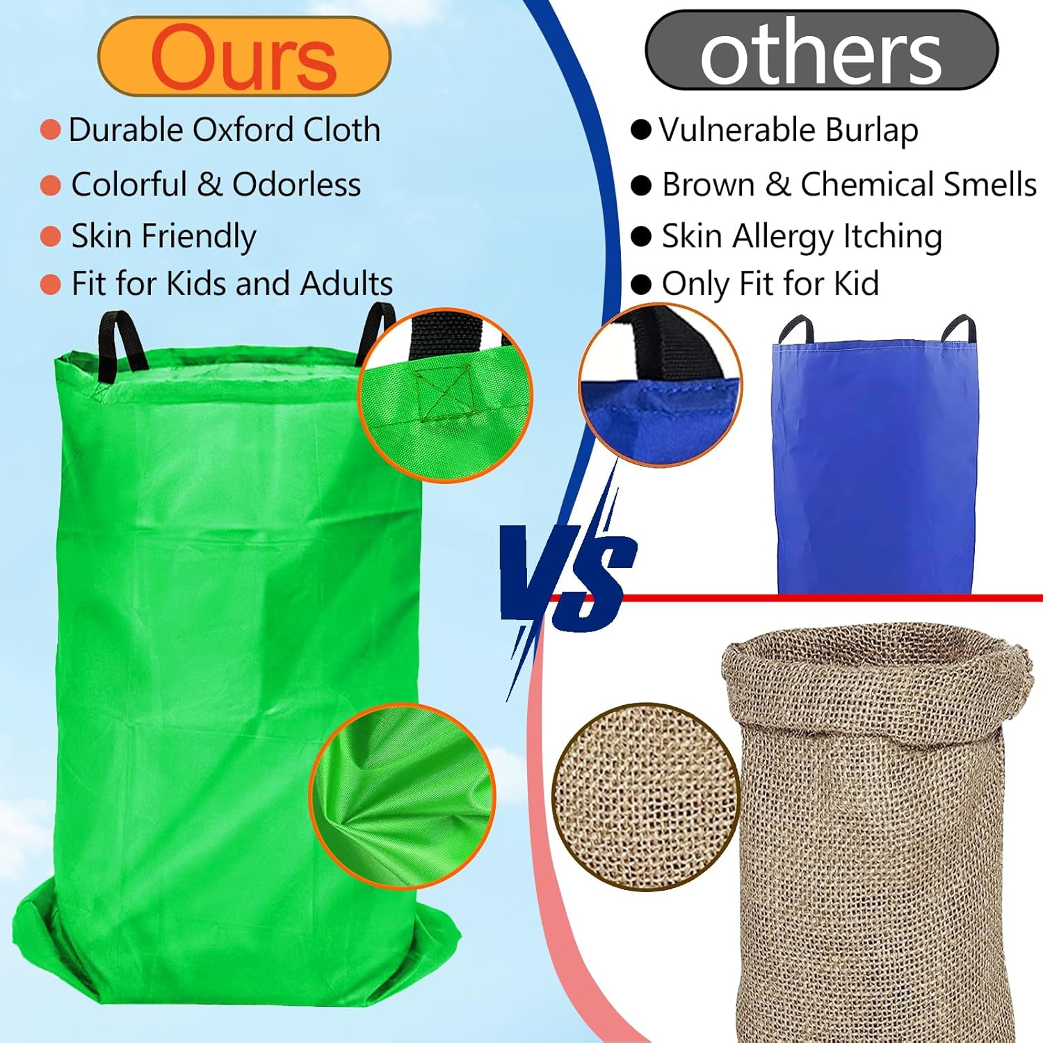 Potato Sack Race Bags - 32PCS Outdoor Games Set for Adults Kids