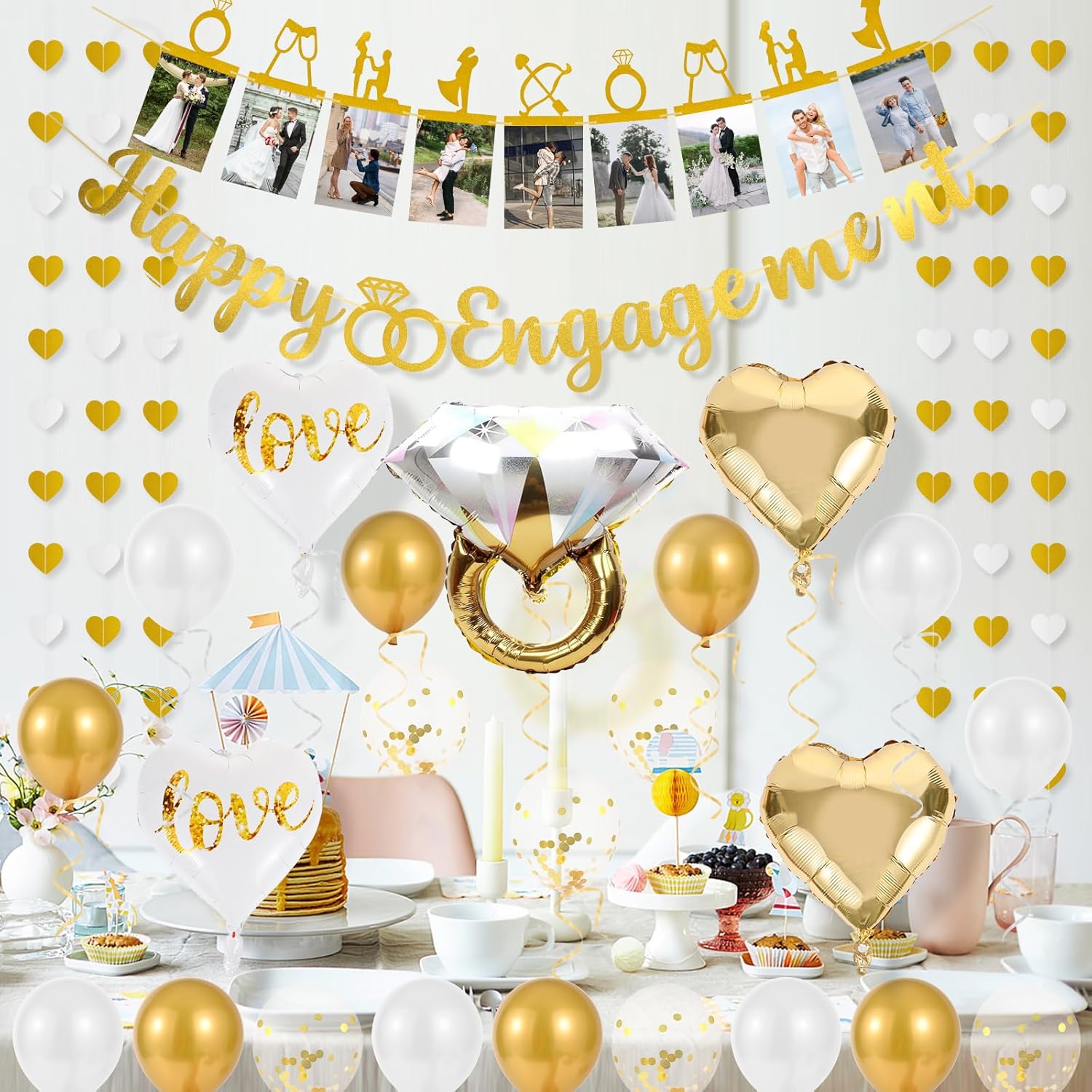 Gold Engagement Congratulations Decor Set