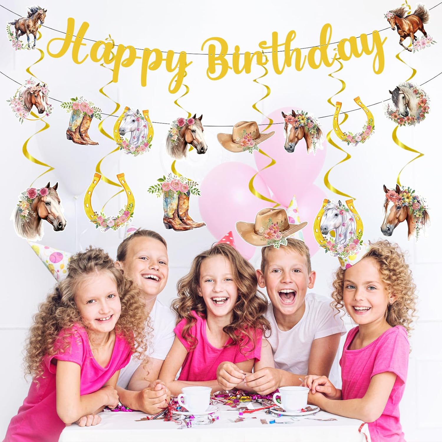 Horse Themed Birthday Decorations - 21PCS Cowgirl Party Banner Swirls