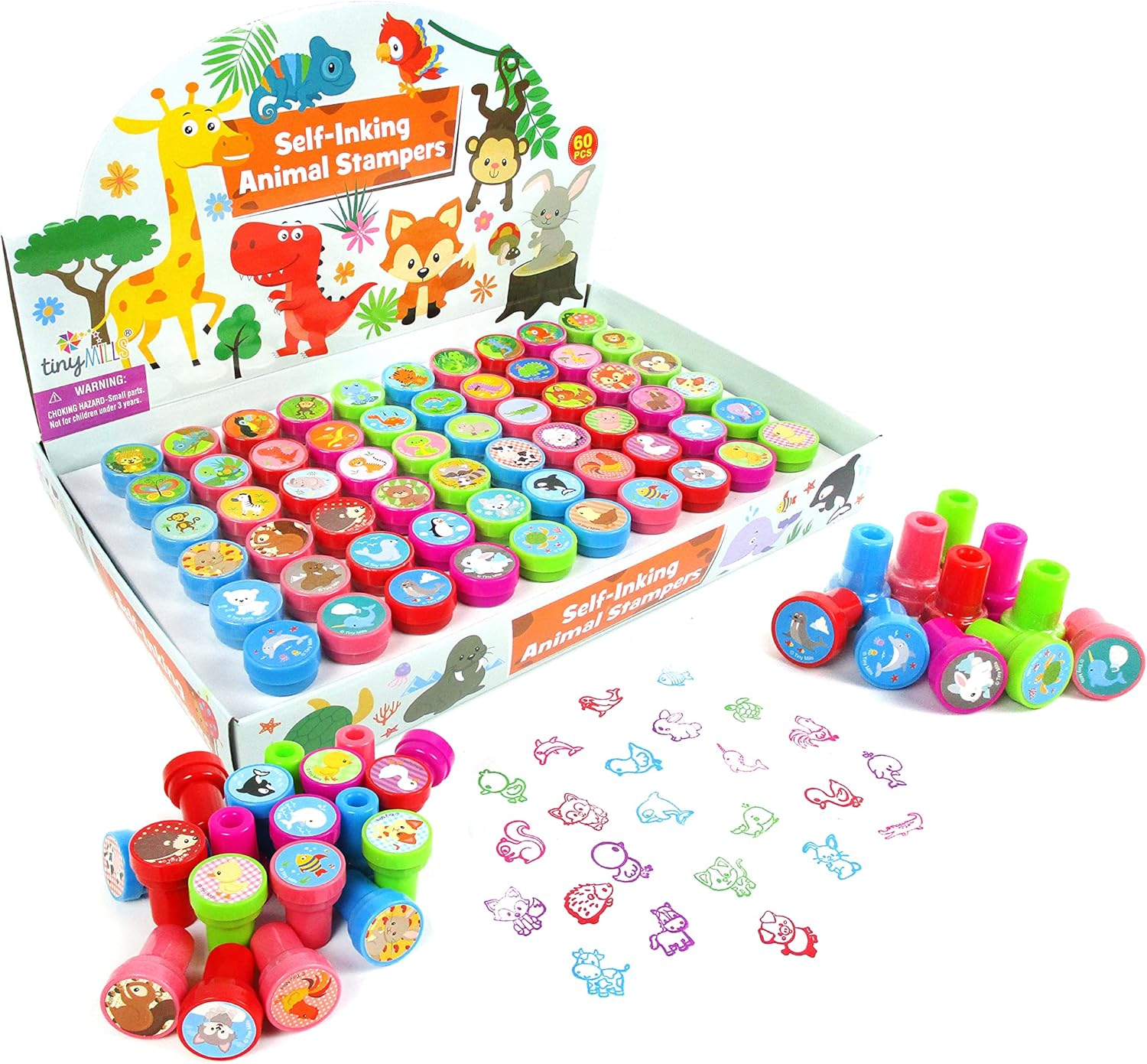 TINYMILLS 60 Pcs Animals Stampers for Kids