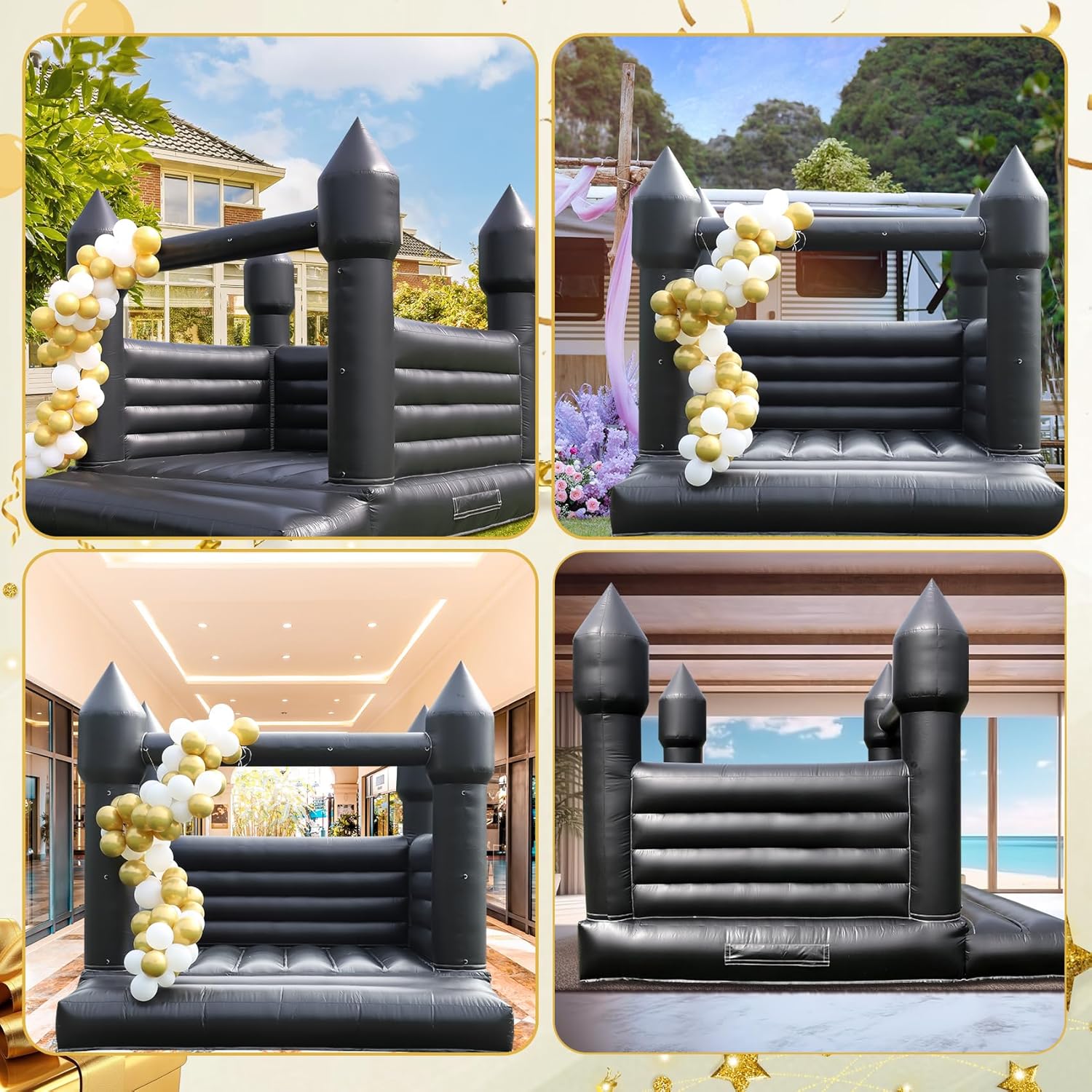 13FT Commercial Inflatable Black Bounce House for Halloween and Birthday Parties