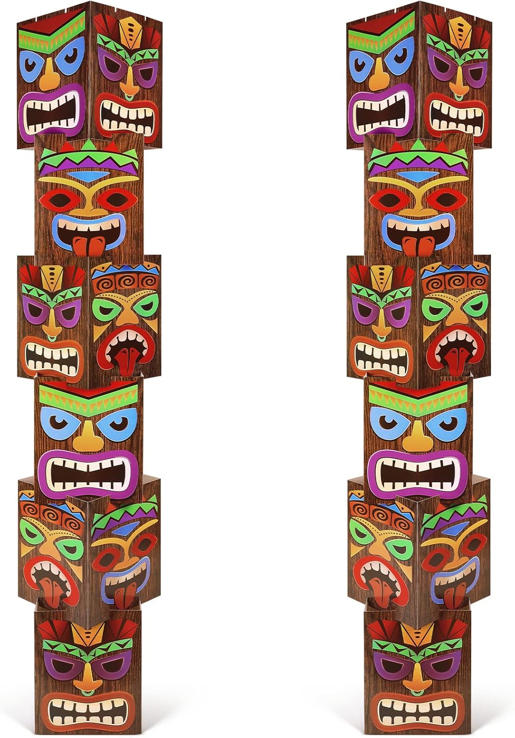 12 Pcs Tiki Totem Pole Decorations for Luau Party