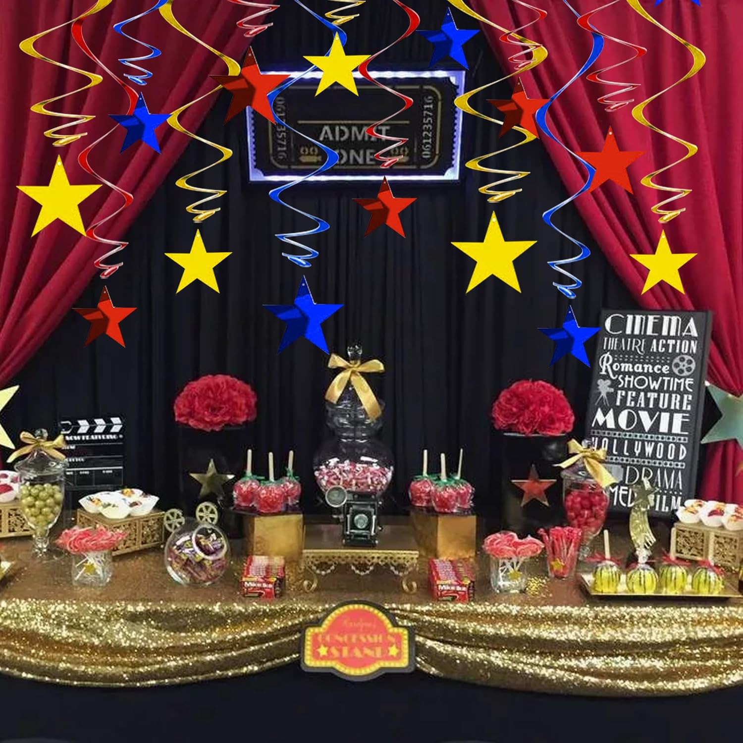 BEISHIDA 15 Piece Gold Star Streamer Decorations