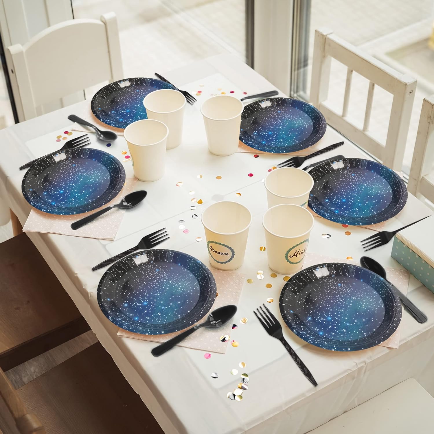 96 Pcs Galaxy Party Tableware Set for 24 Guests