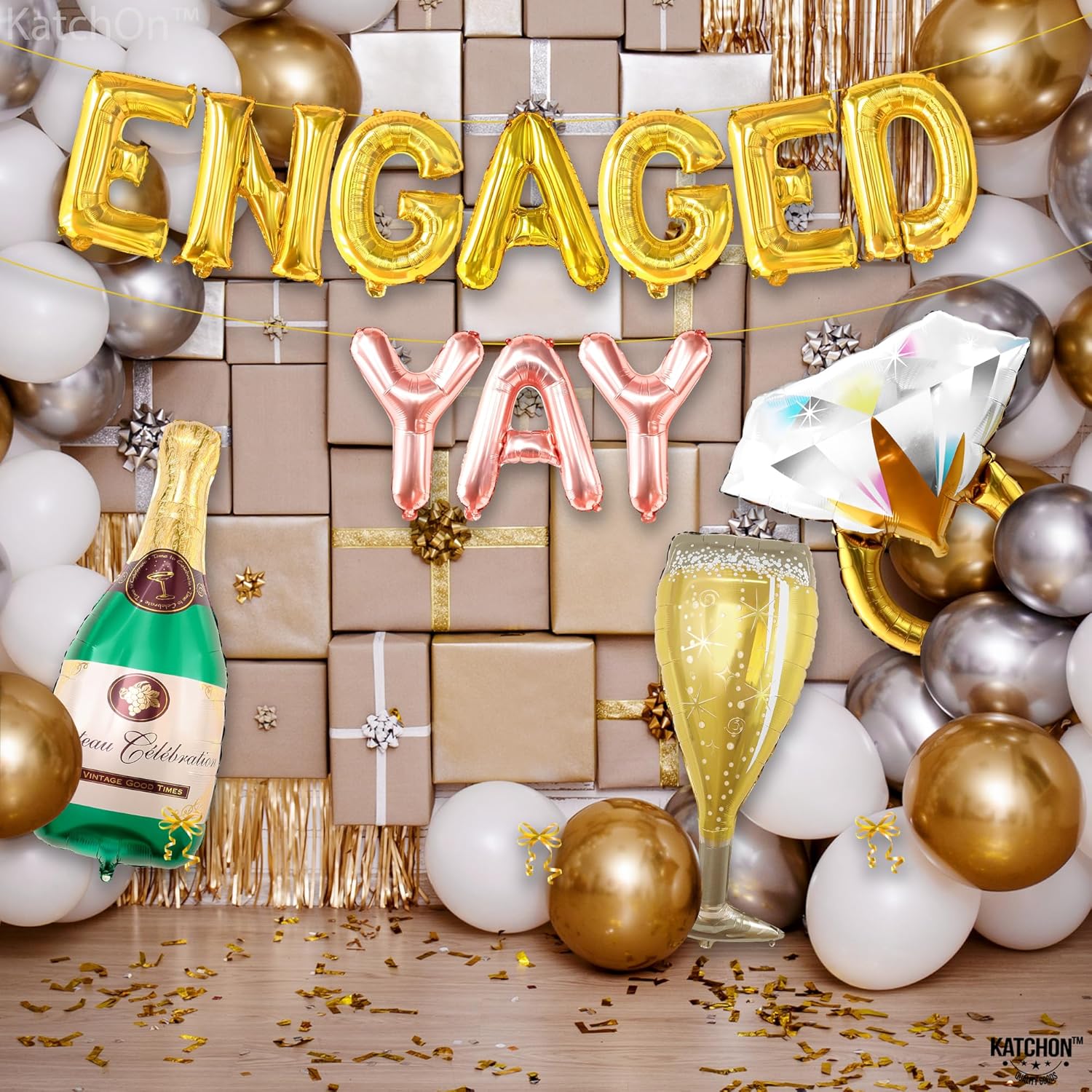 KatchOn Yay Engaged Balloons Set - 37 Inch Pack of 13