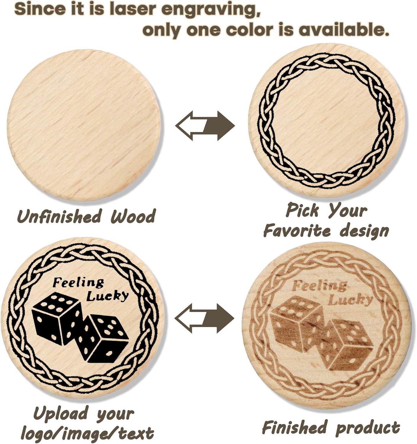 Custom Wooden Drink Tokens with Logo Engraving