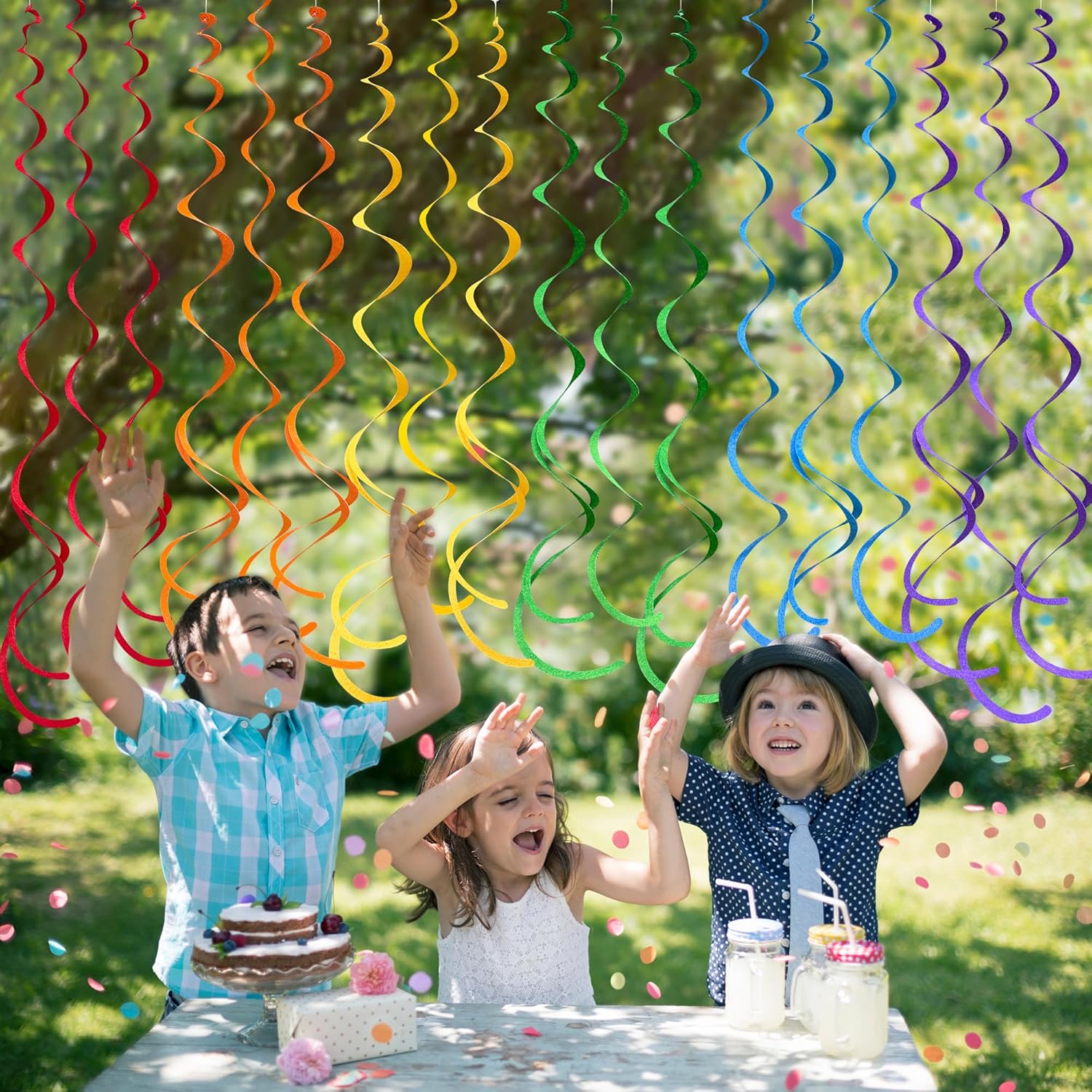 36 Pcs Rainbow Felt Swirl Streamer Ceiling Decorations