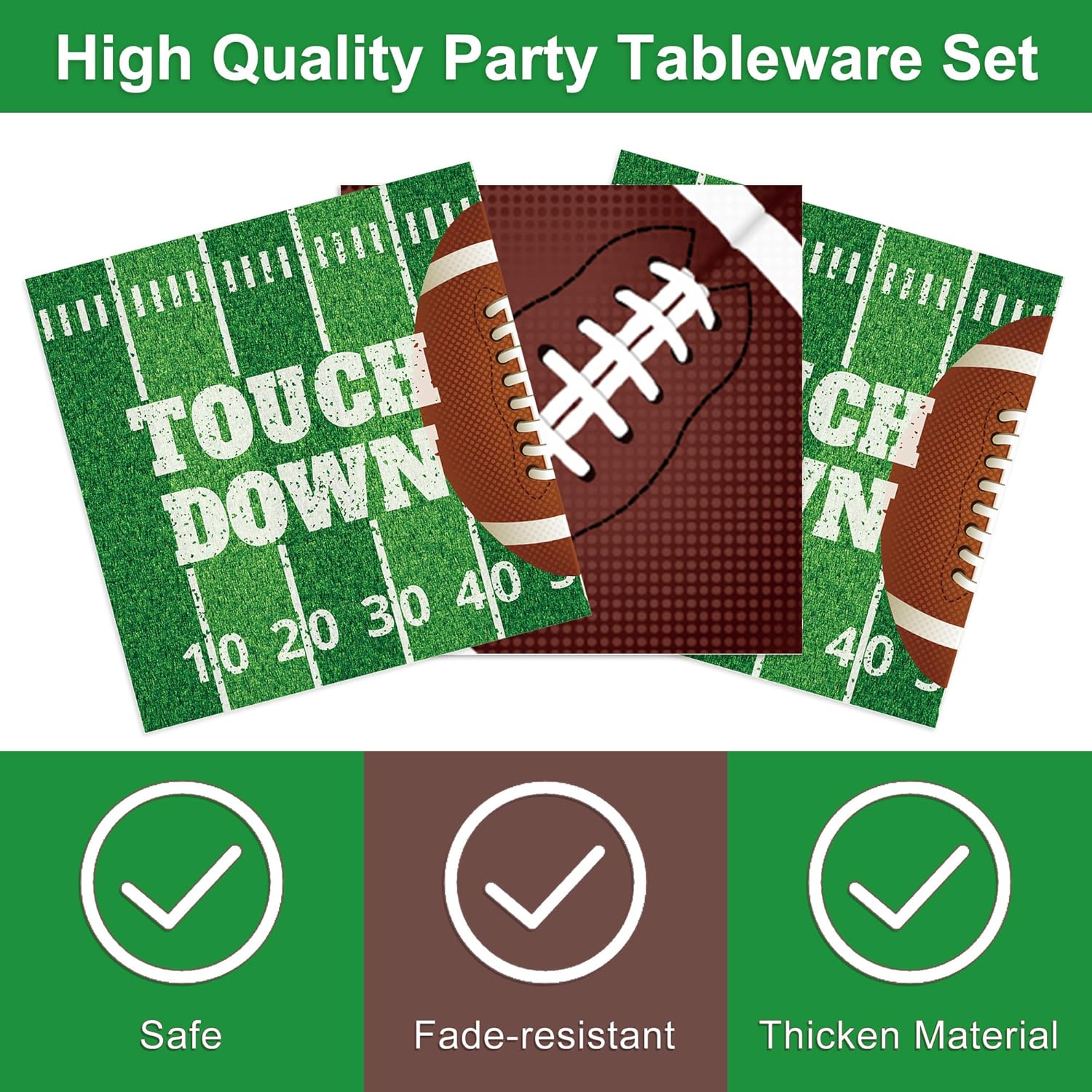 Football Party Supplies Kit Serve 24 Includes Plates Cups Napkins Banner Tablecloth