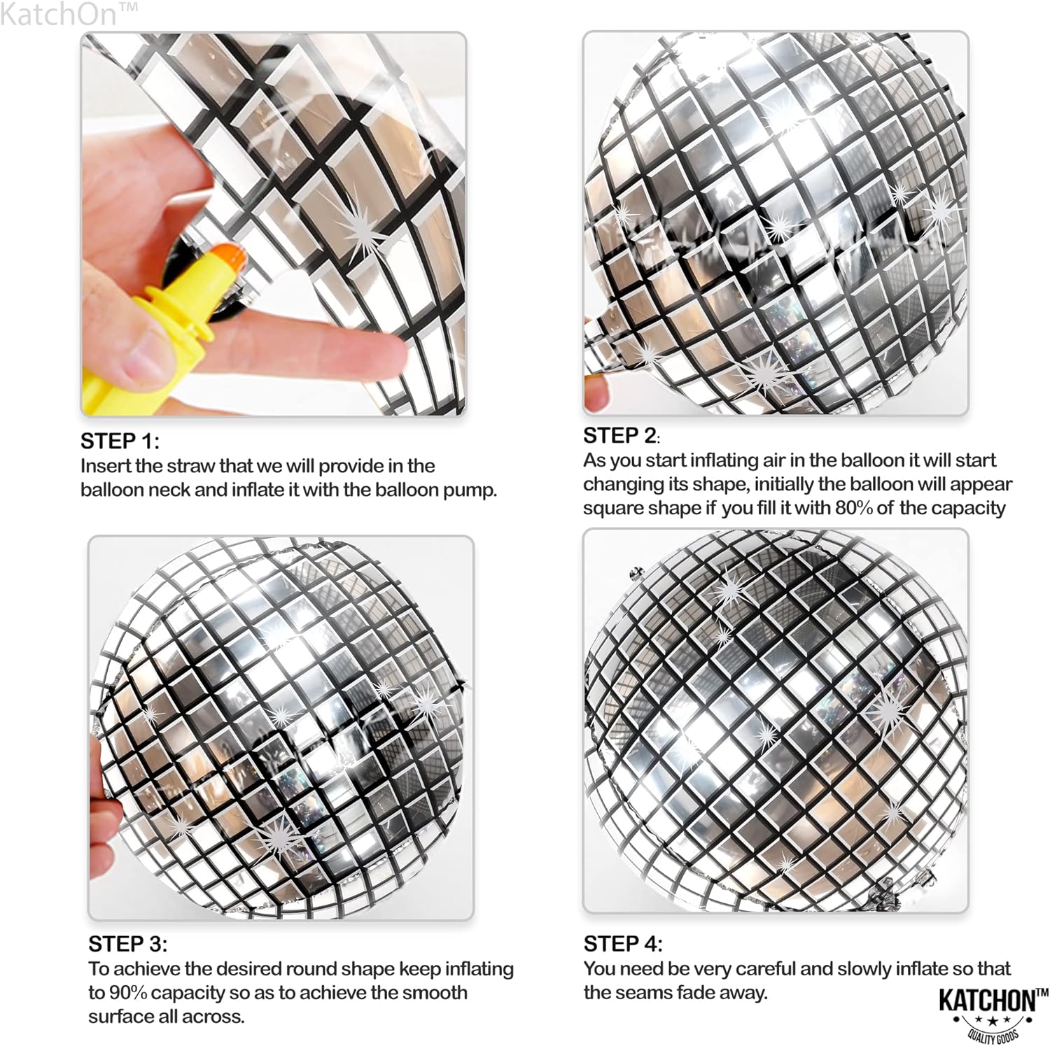 KatchOn Big Silver Disco Ball Balloons 22 Inch Pack of 6