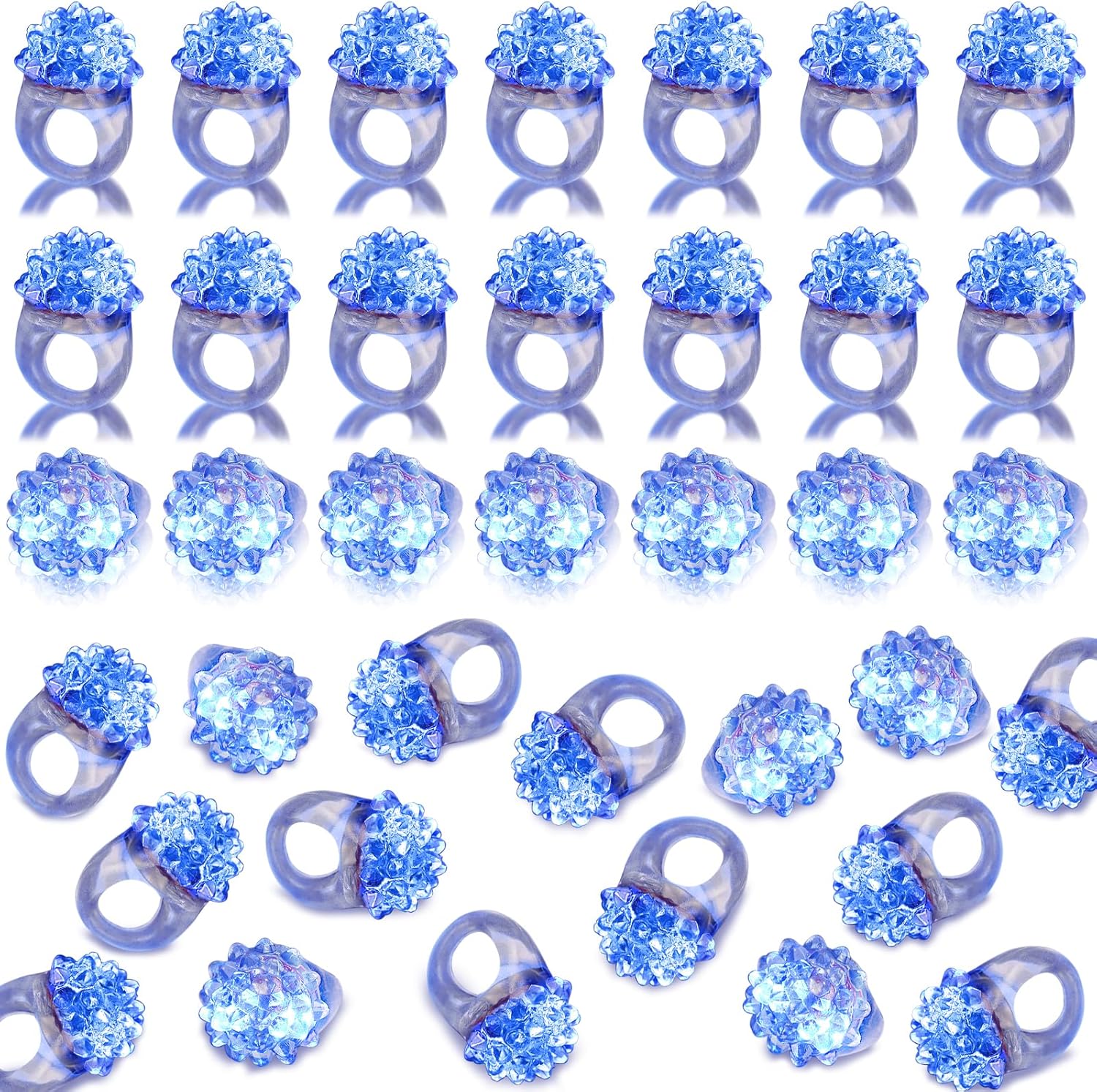 60 PCS Halloween LED Flashing Bumpy Rings with Blue Light