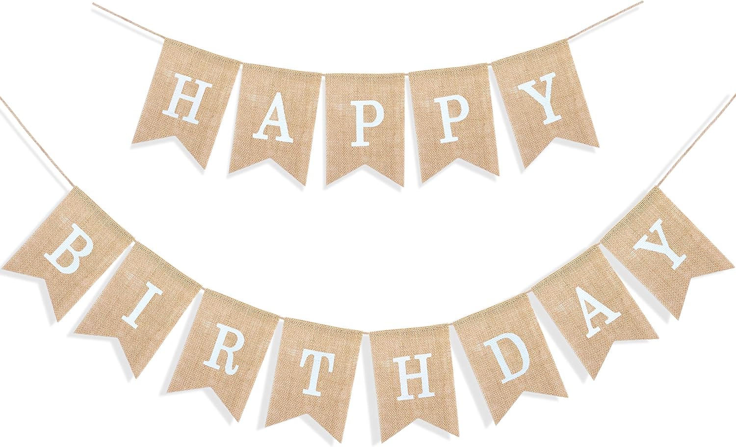 Uniwish Happy Birthday Burlap Banner 2 in 1 Decor