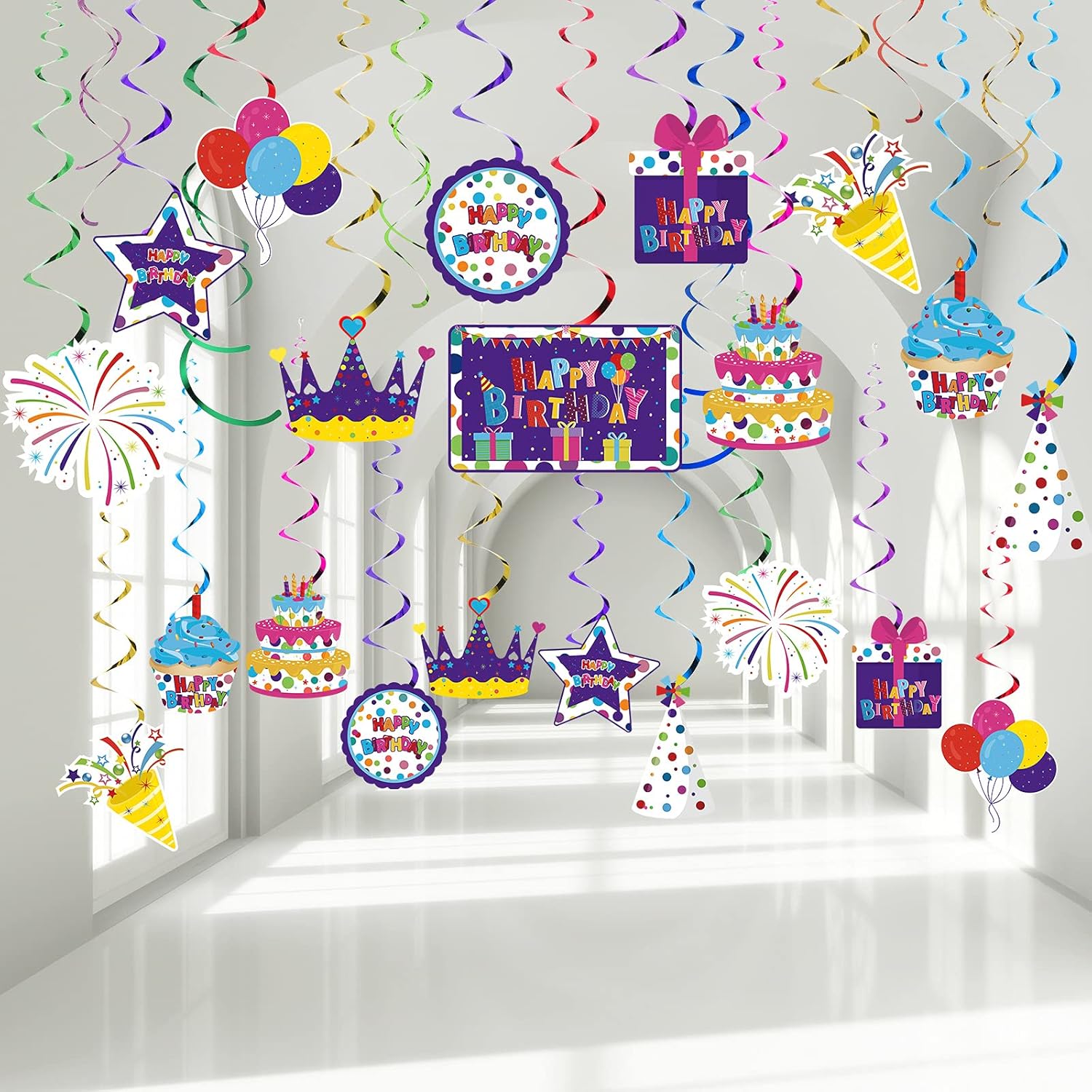 Outus 30 Pcs Birthday Foil Streamer Decorations
