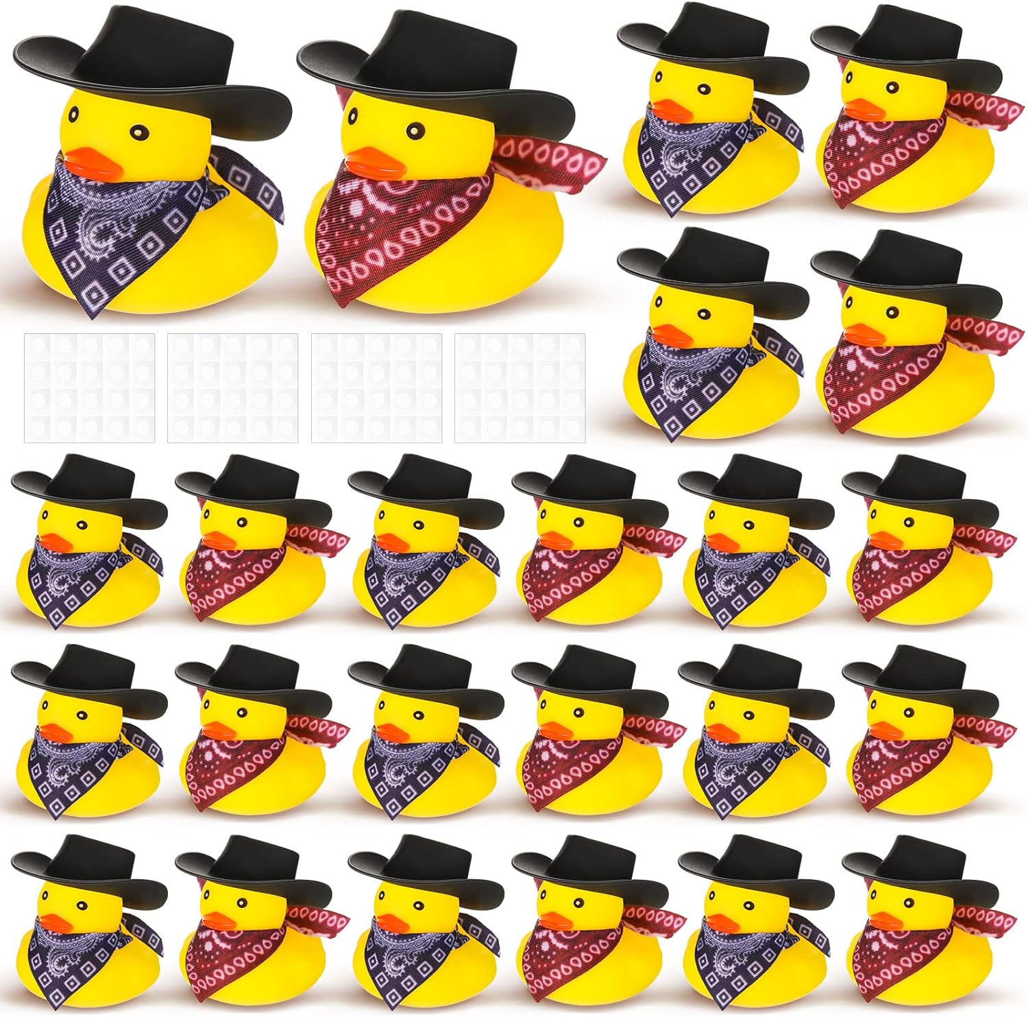 24 Piece Cowboy Rubber Duck Set with Hat and Scarf