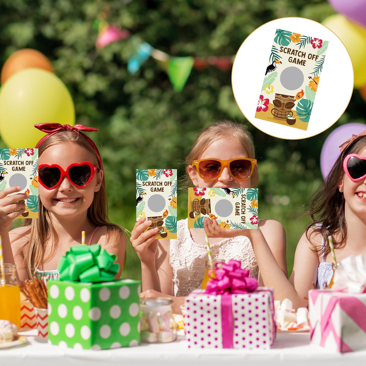 60 Piece Summer Scratch Off Cards for Luau Party Games