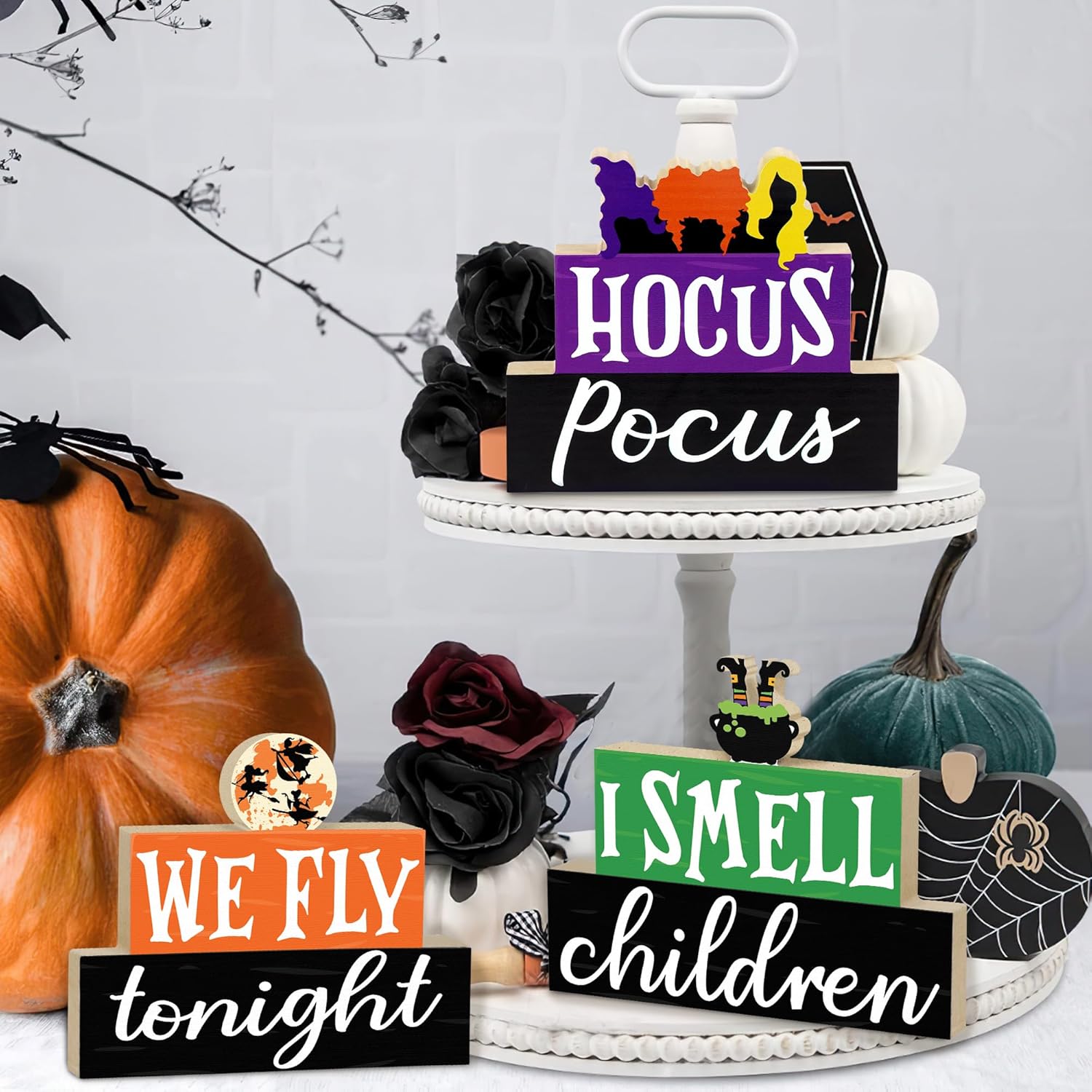 Halloween Wooden Signs 3PCS Table Decorations