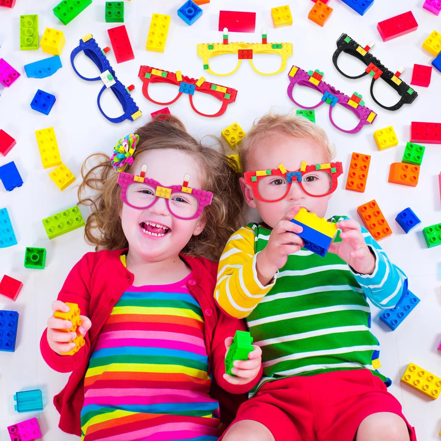 12 Pcs Building Bricks Glasses for Kids Birthday Party Favors