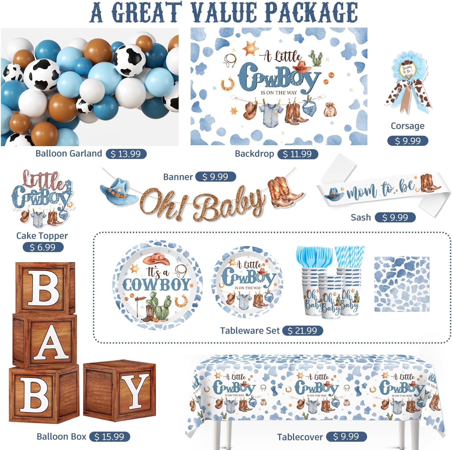 239pcs Cowboy Baby Shower Decorations Set