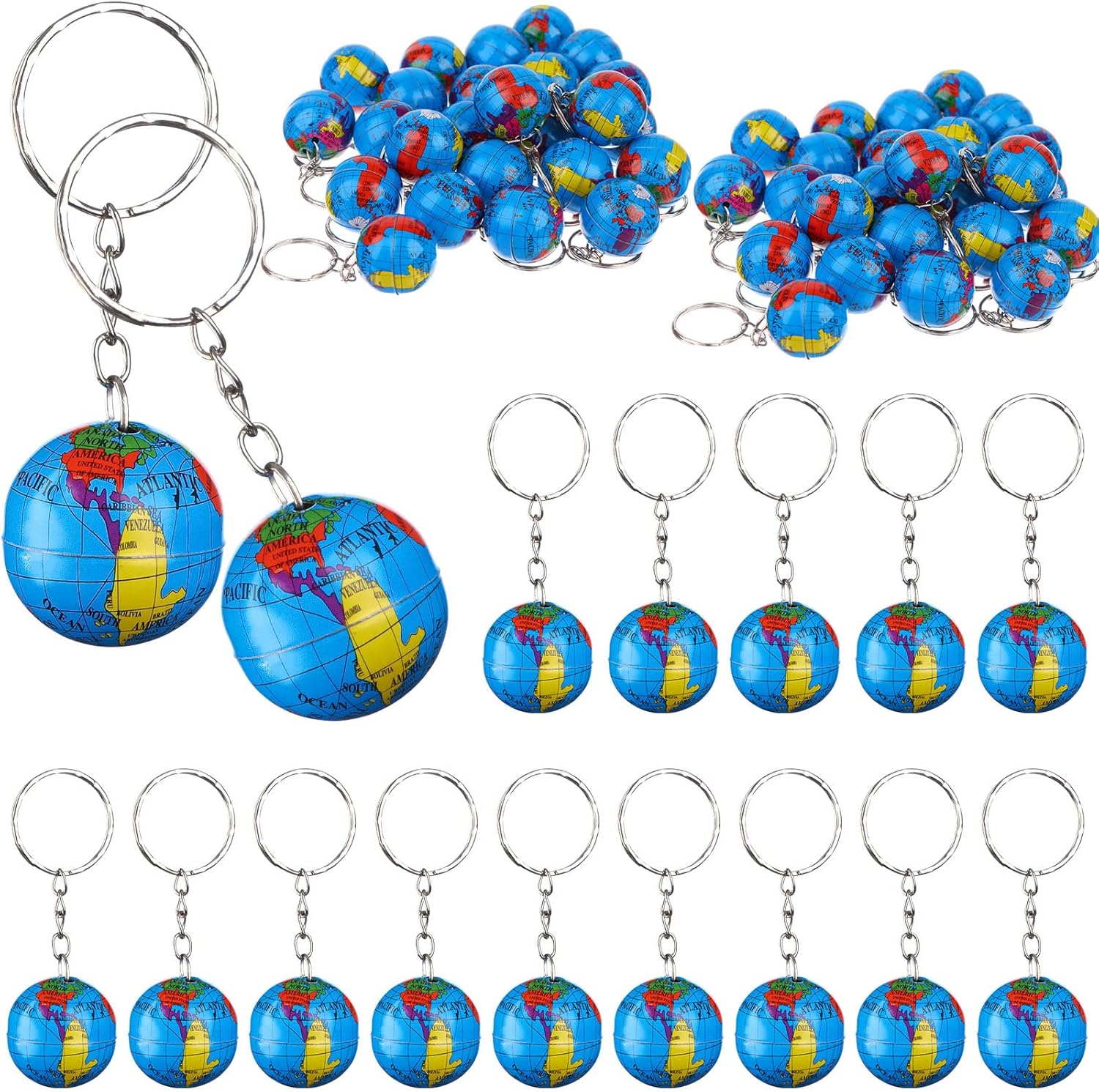 1 Inch Globe Keychains with Colorful Earth Replicas