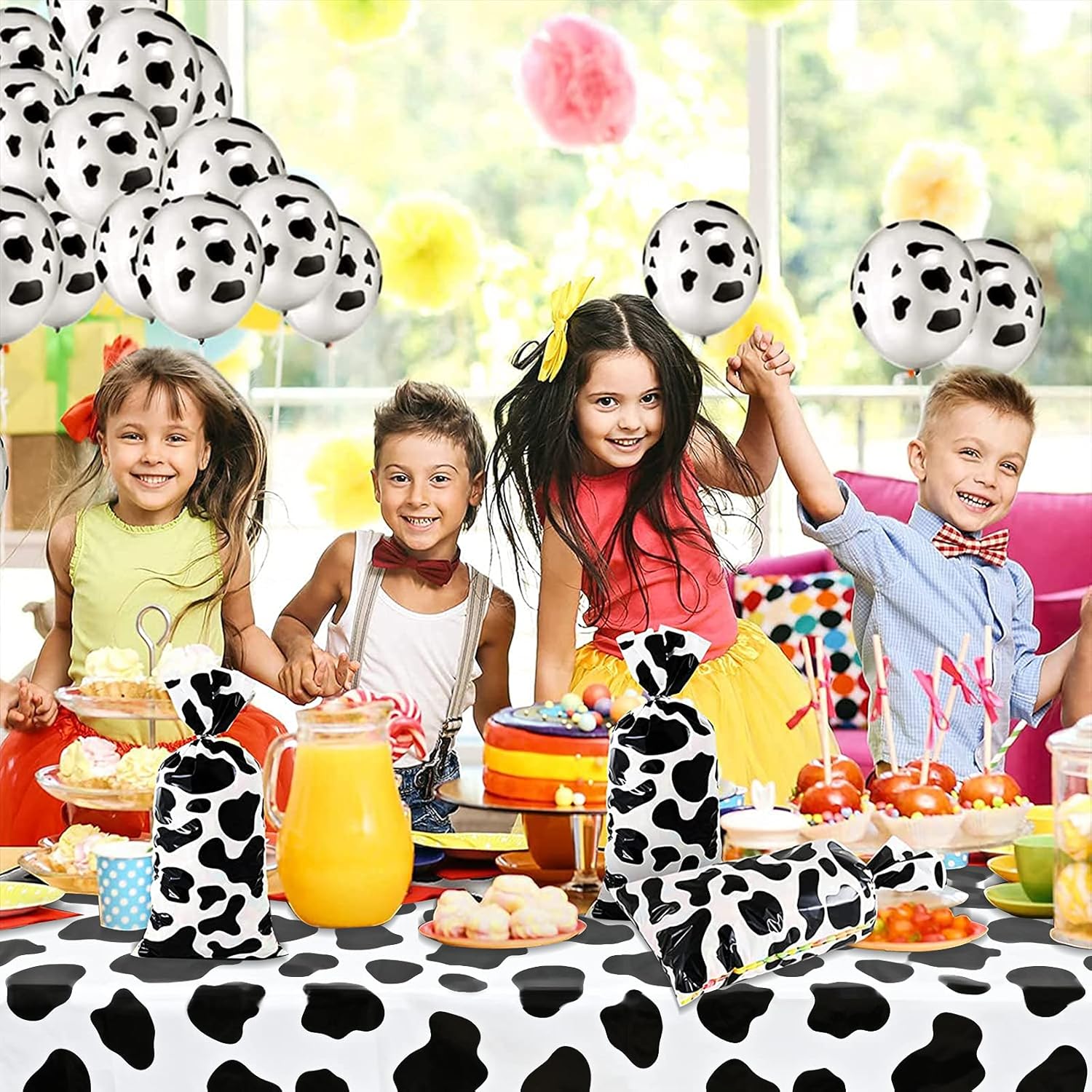 2 Pcs Cow Print Tablecloth for Farm Party Supplies