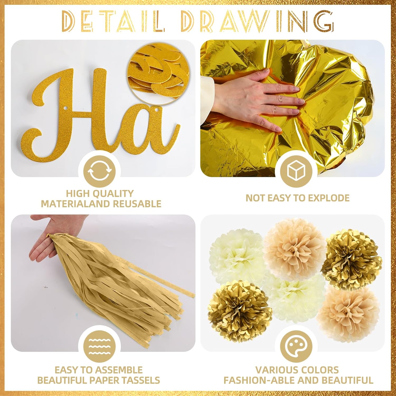 Gold Engagement Party Decorations Set