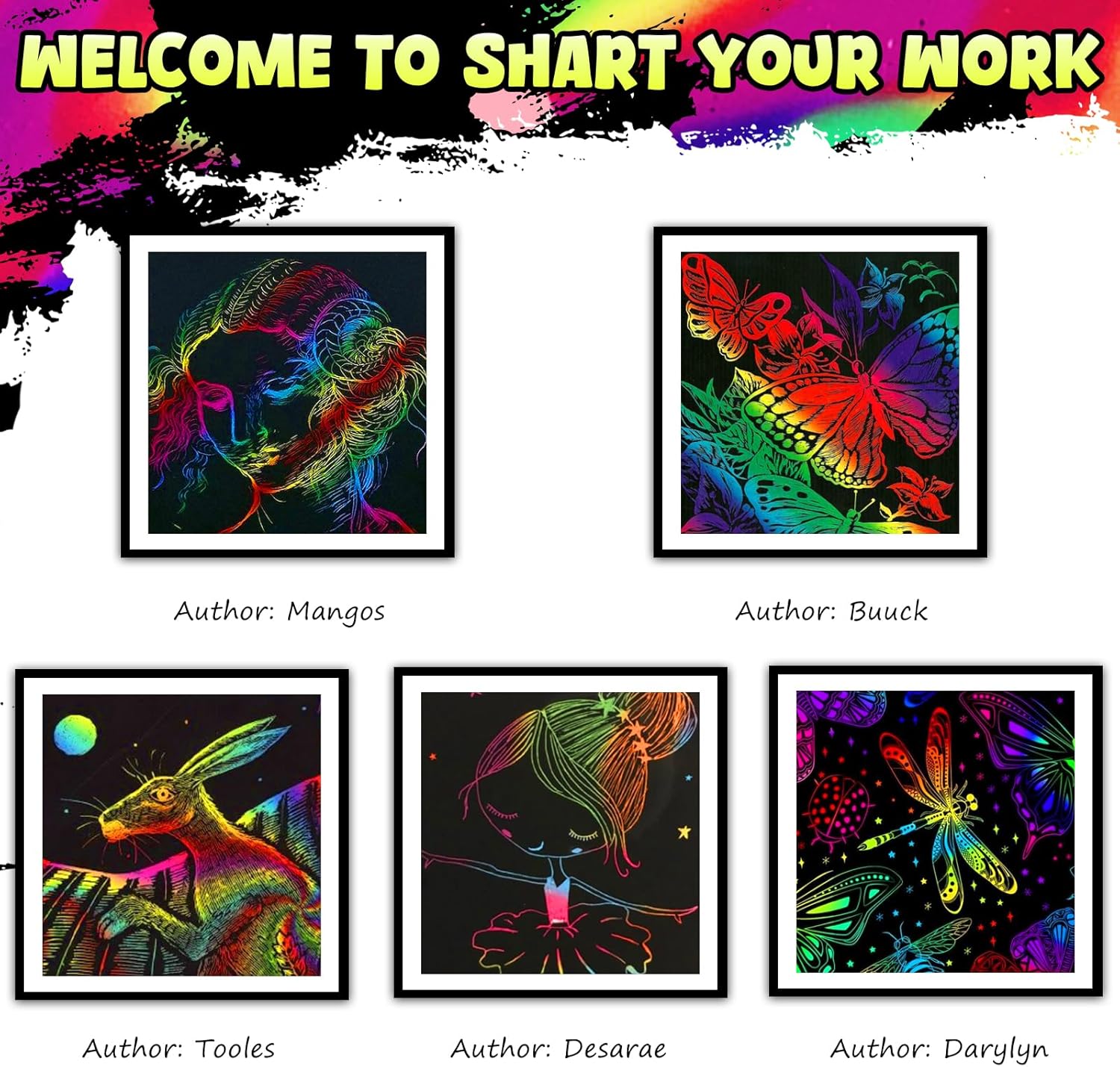 ZMLM Rainbow Scratch Art Papers with Styluses for Kids and Teens