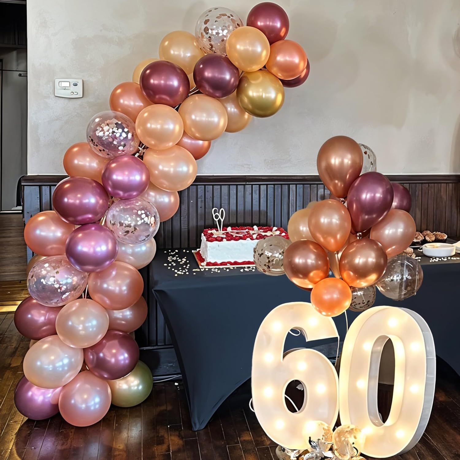 Burgundy Rose Gold Balloons Set 60 Pack