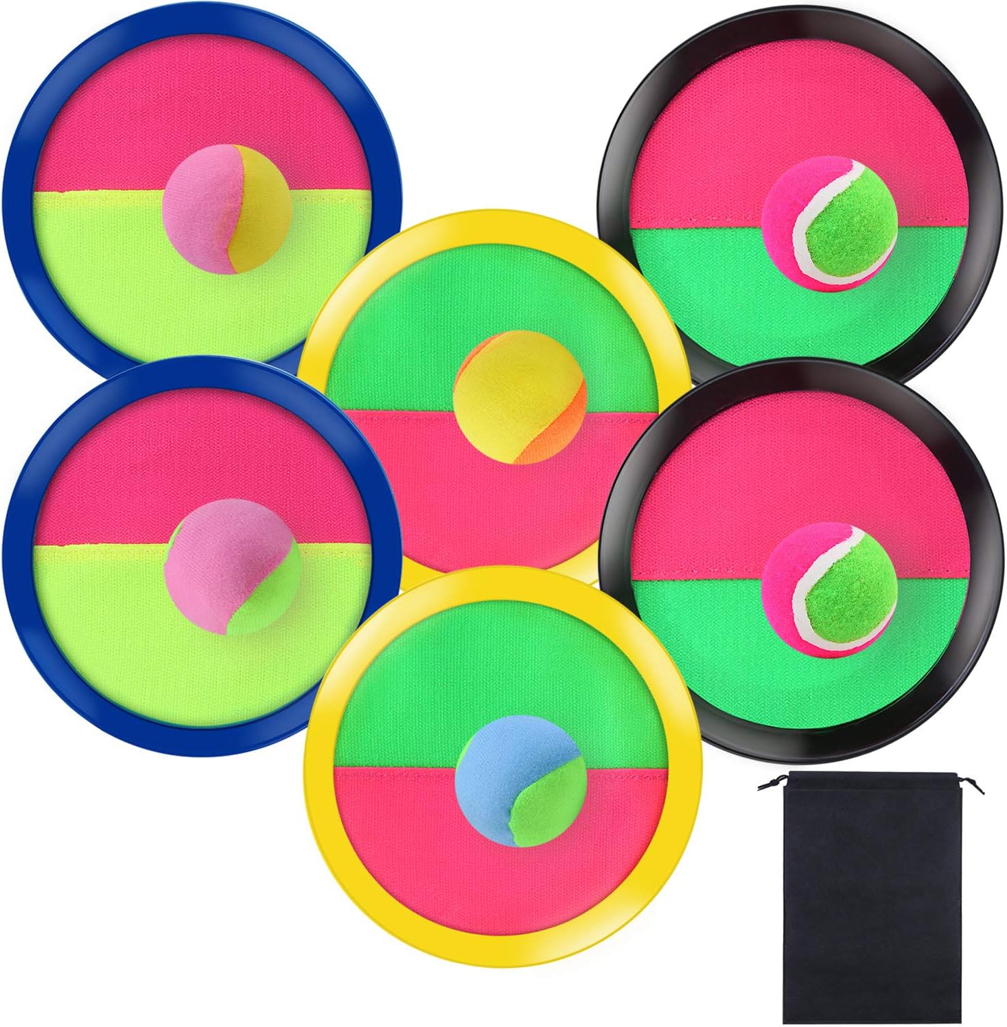Aneco Toss and Catch Paddle Game Set with Storage Bag