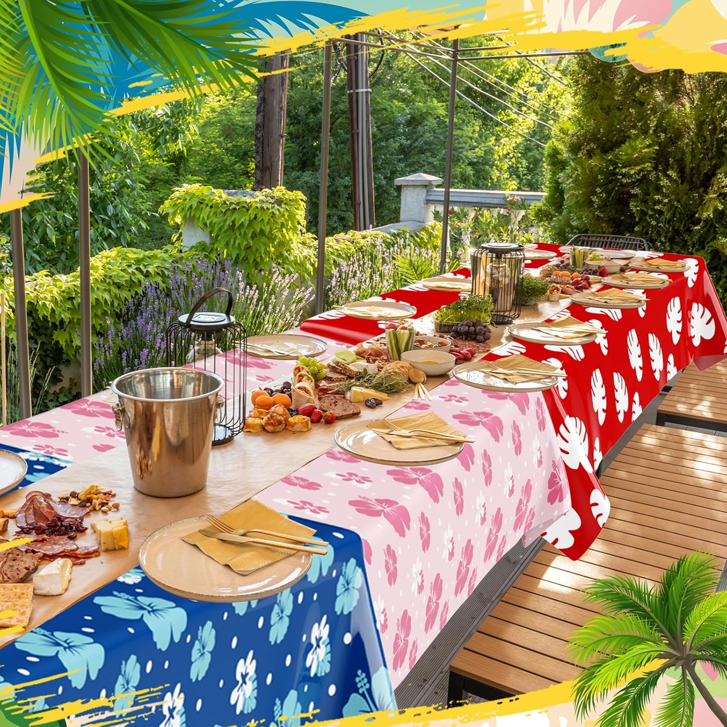 Oudain 3-Pack Blue Alien Cartoon Tablecloths