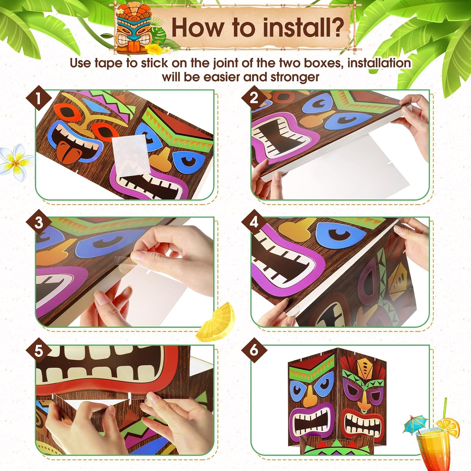 12 Pcs Tiki Totem Pole Decorations for Luau Party