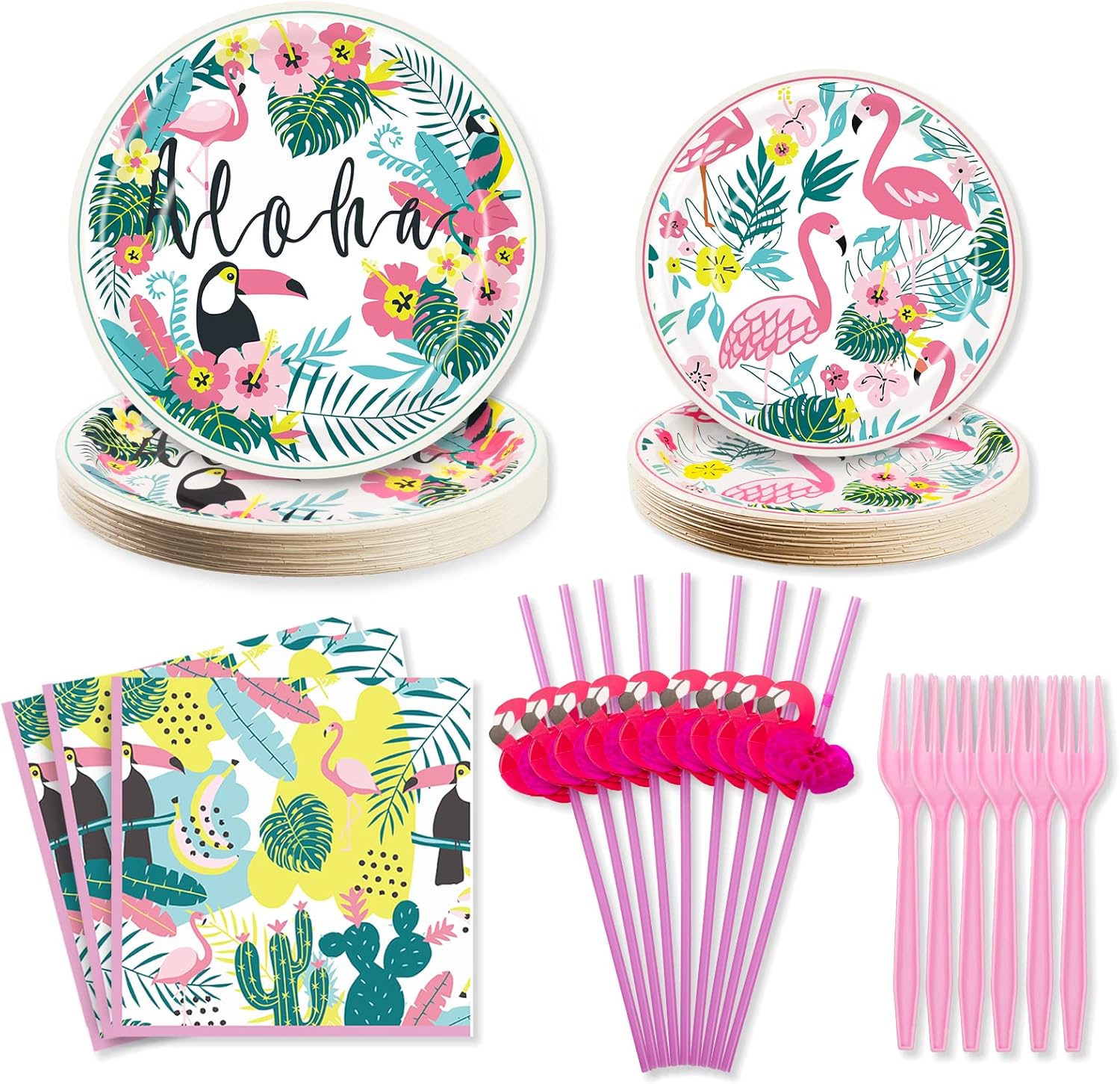 Hawaiian Luau Party Plates Napkins Set for 25 Guests