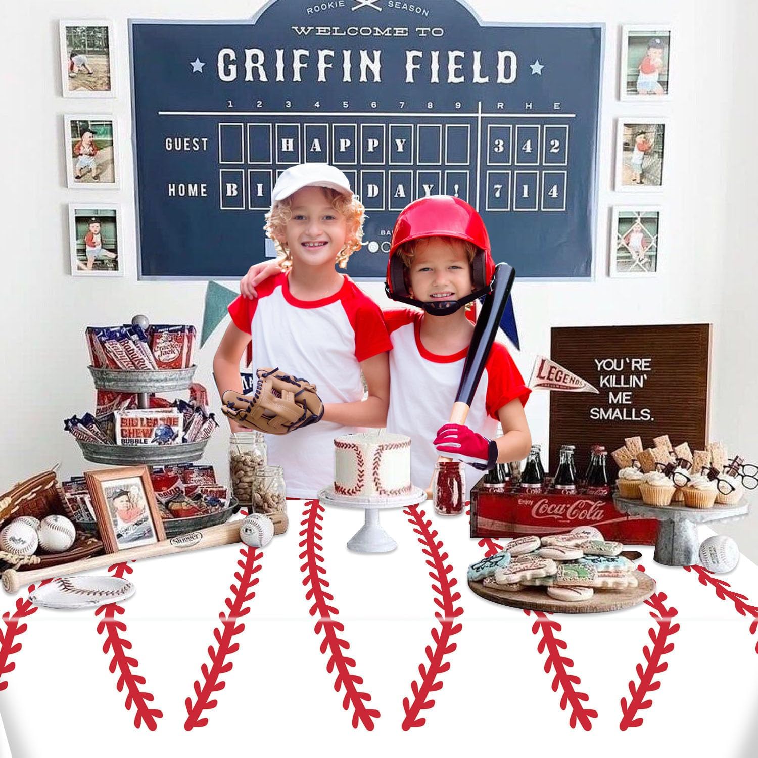 4 Pack Baseball Tablecloths - Rectangular Sports Party Covers for Kids
