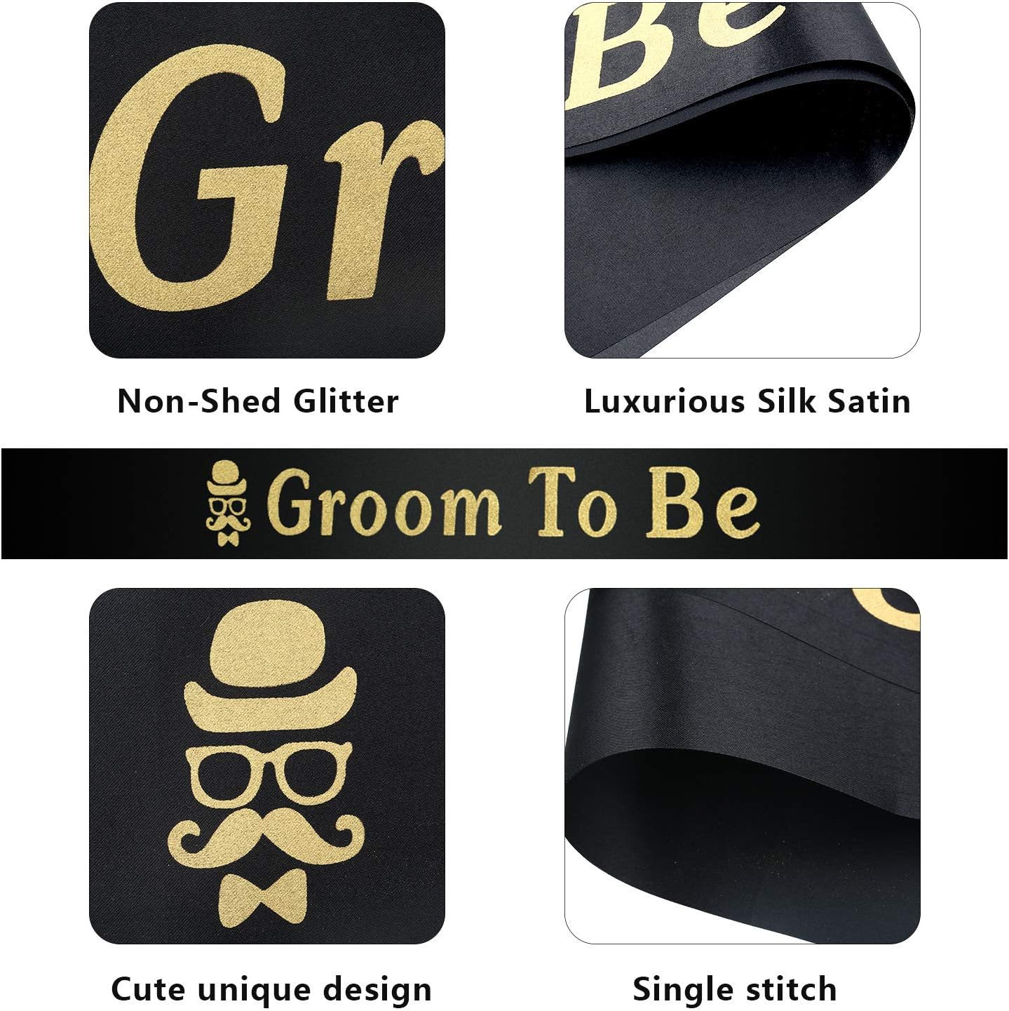 WILLBOND 2 Piece Groom Sash and Badge Set