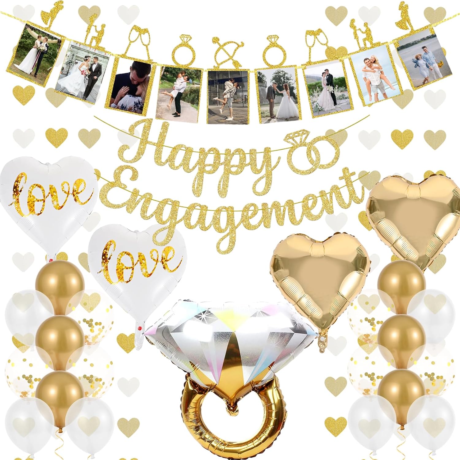 Gold Engagement Congratulations Decor Set