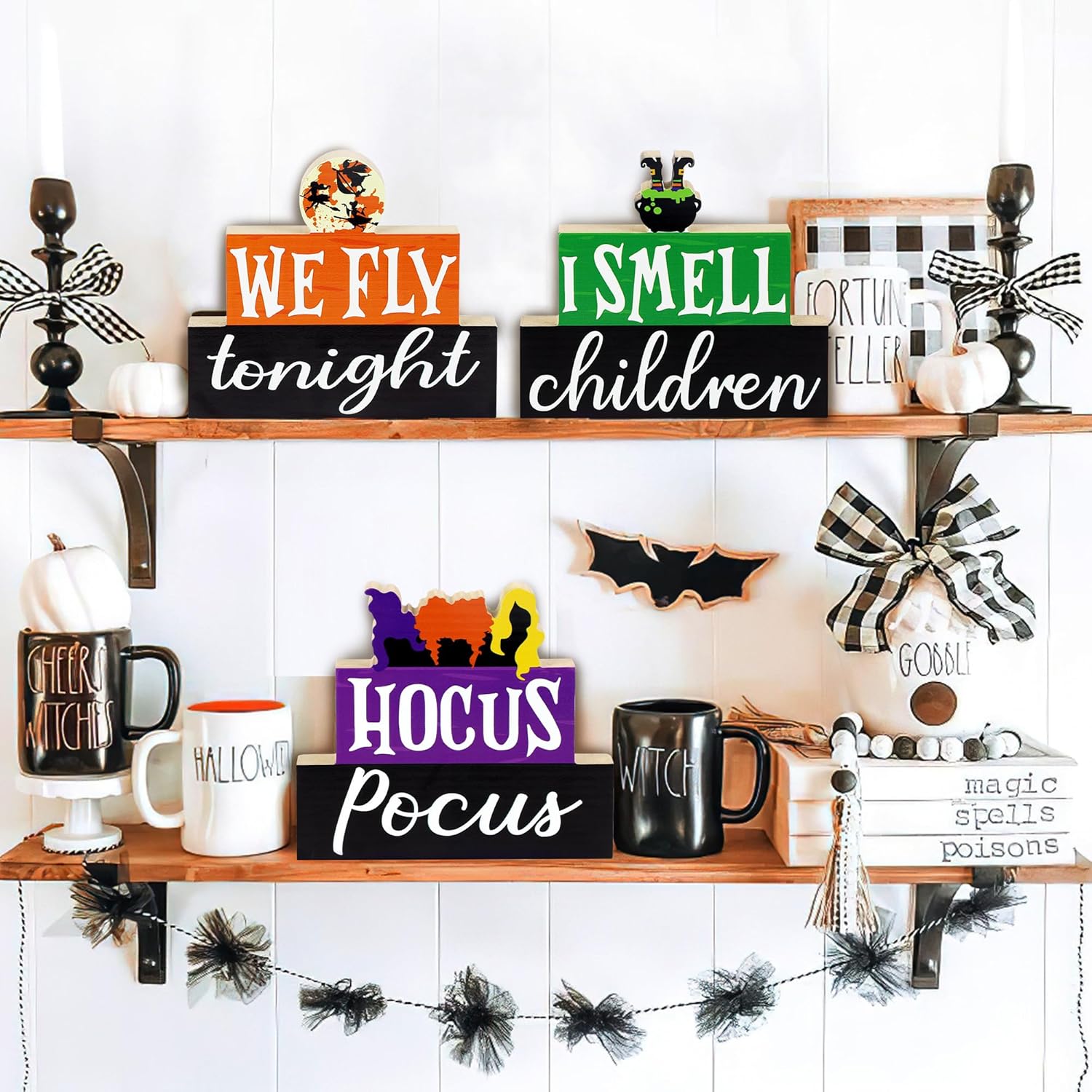Halloween Wooden Signs 3PCS Table Decorations