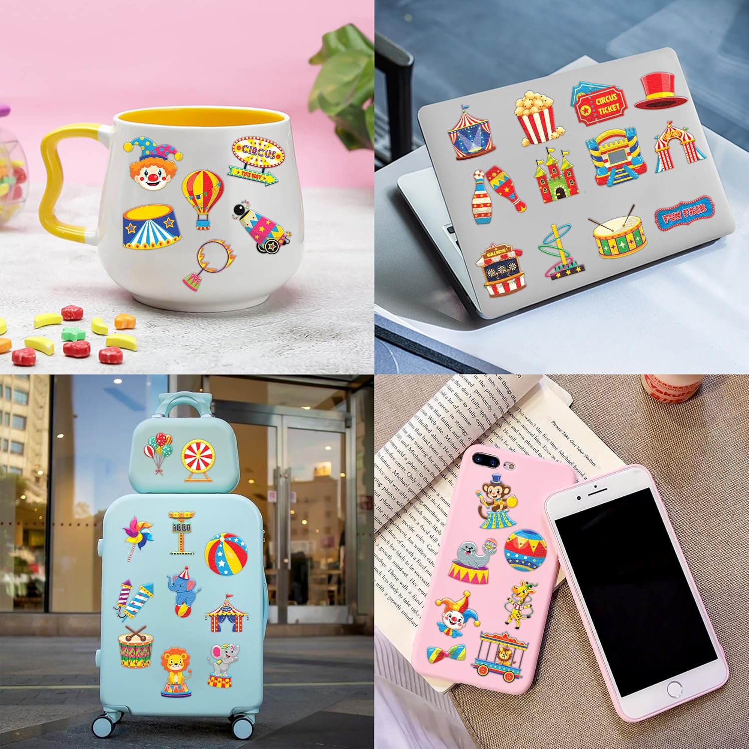 96PCS Carnival Circus Clown Temporary Tattoos for Kids