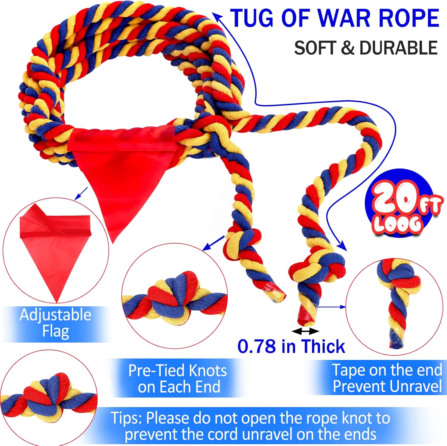 Field Day Tug of War Rope for Kids and Adults