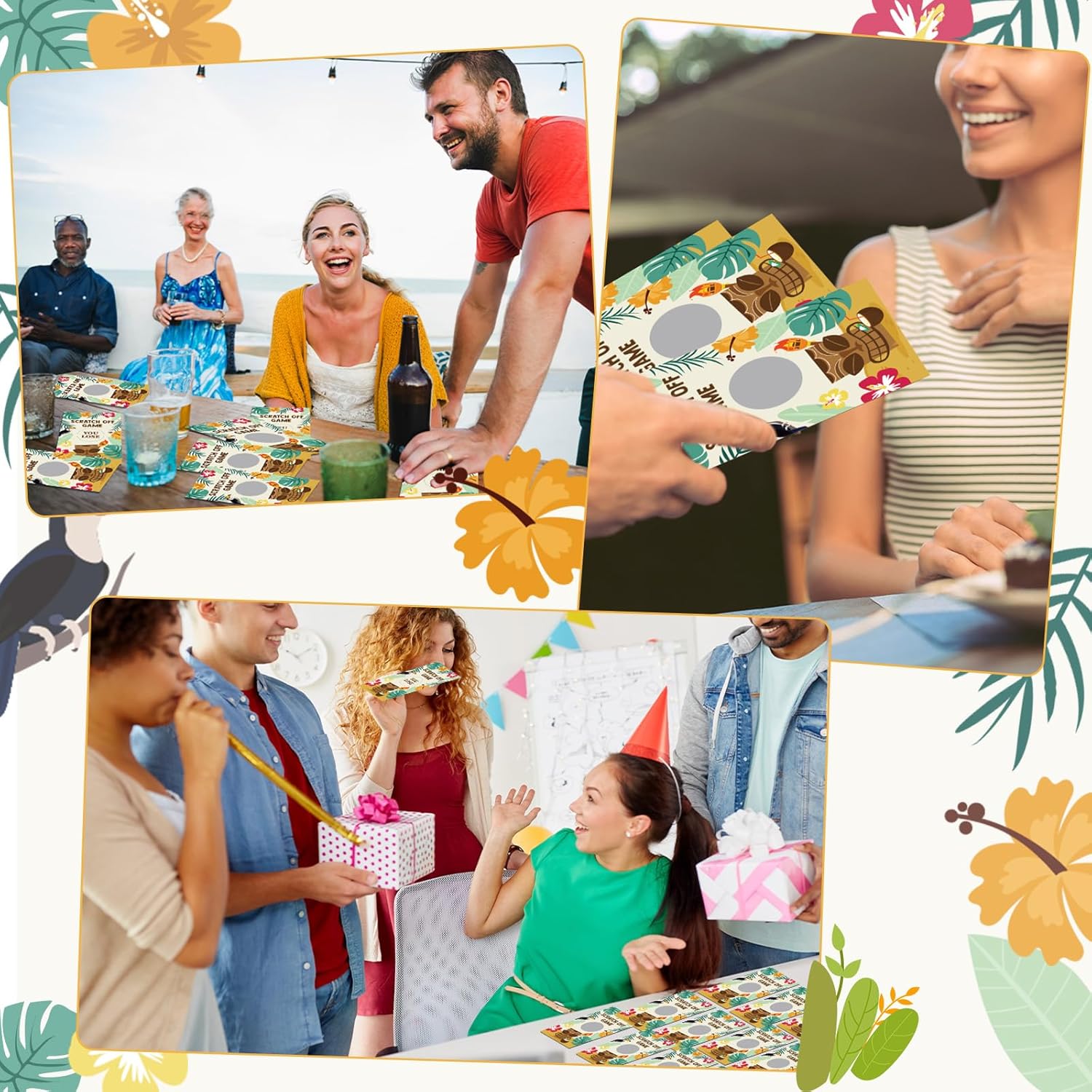 60 Piece Summer Scratch Off Cards for Luau Party Games