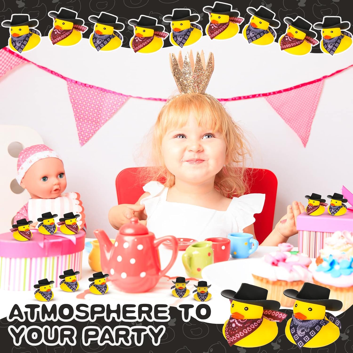24 Piece Cowboy Rubber Duck Set with Hat and Scarf