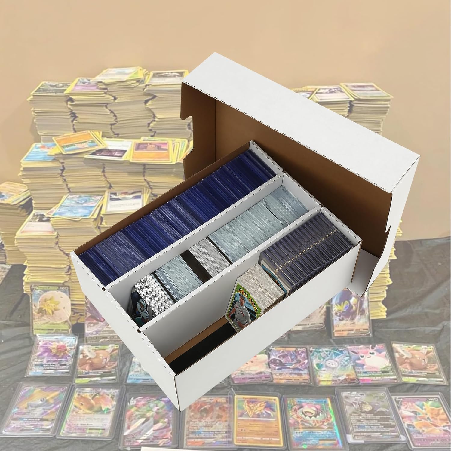 MZONGZI Sports Card Storage Box 2400 Count with 8 Dividers