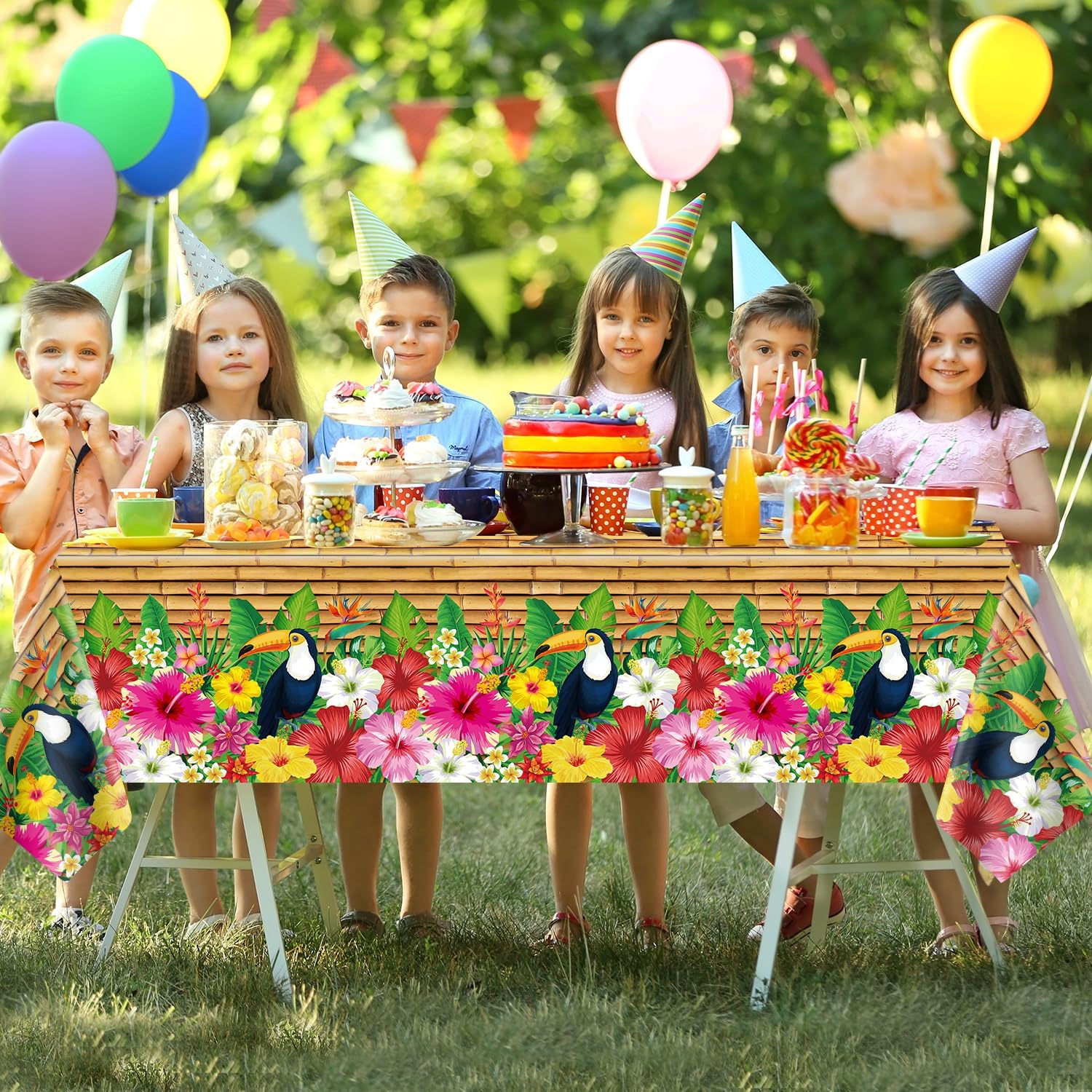 Dvaorc 4 Pack Tropical Luau Tablecloths