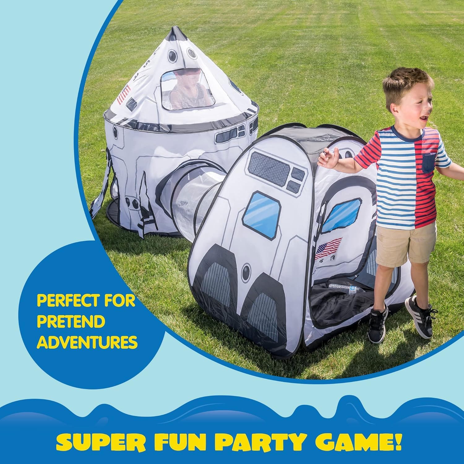 JOYIN White Space Rocket Ship Play Tent Set