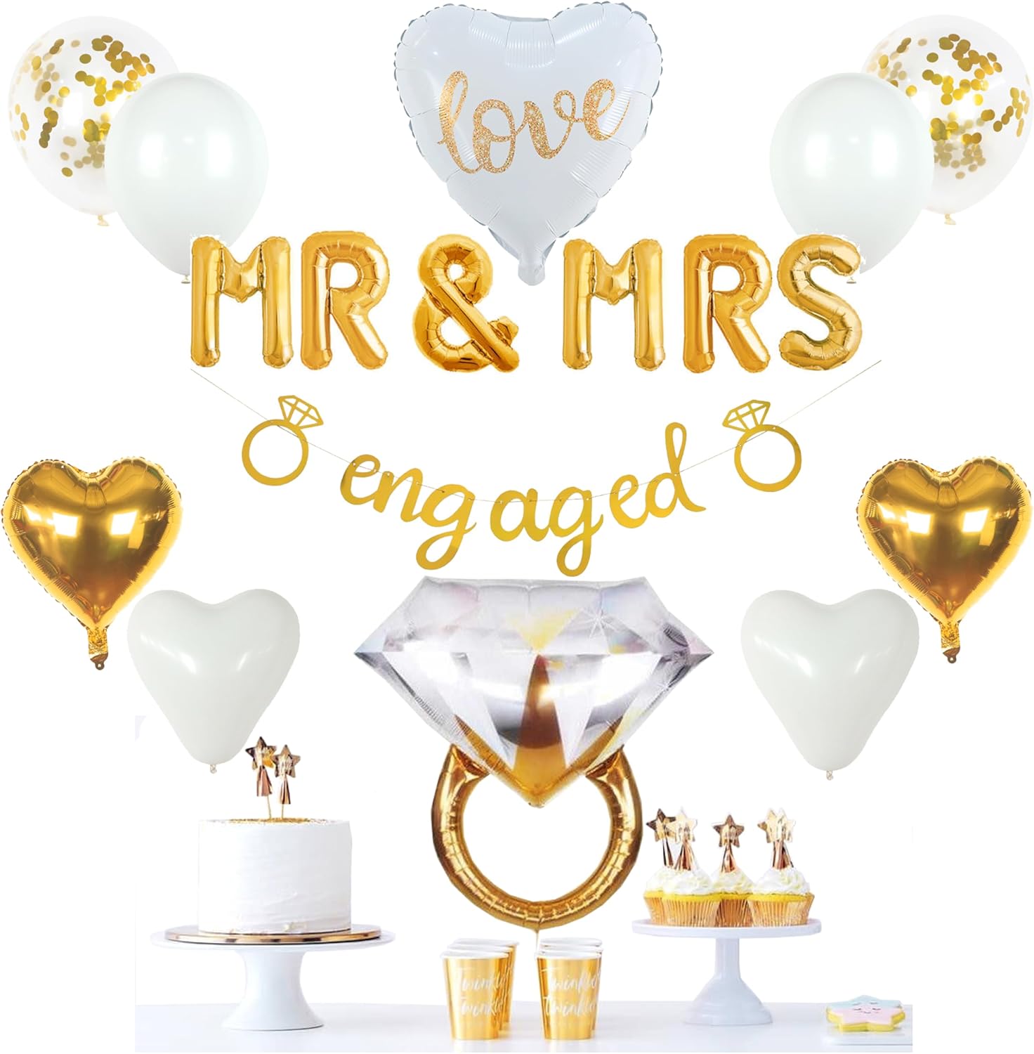 Vidal Crafts Gold Engagement Party Decorations