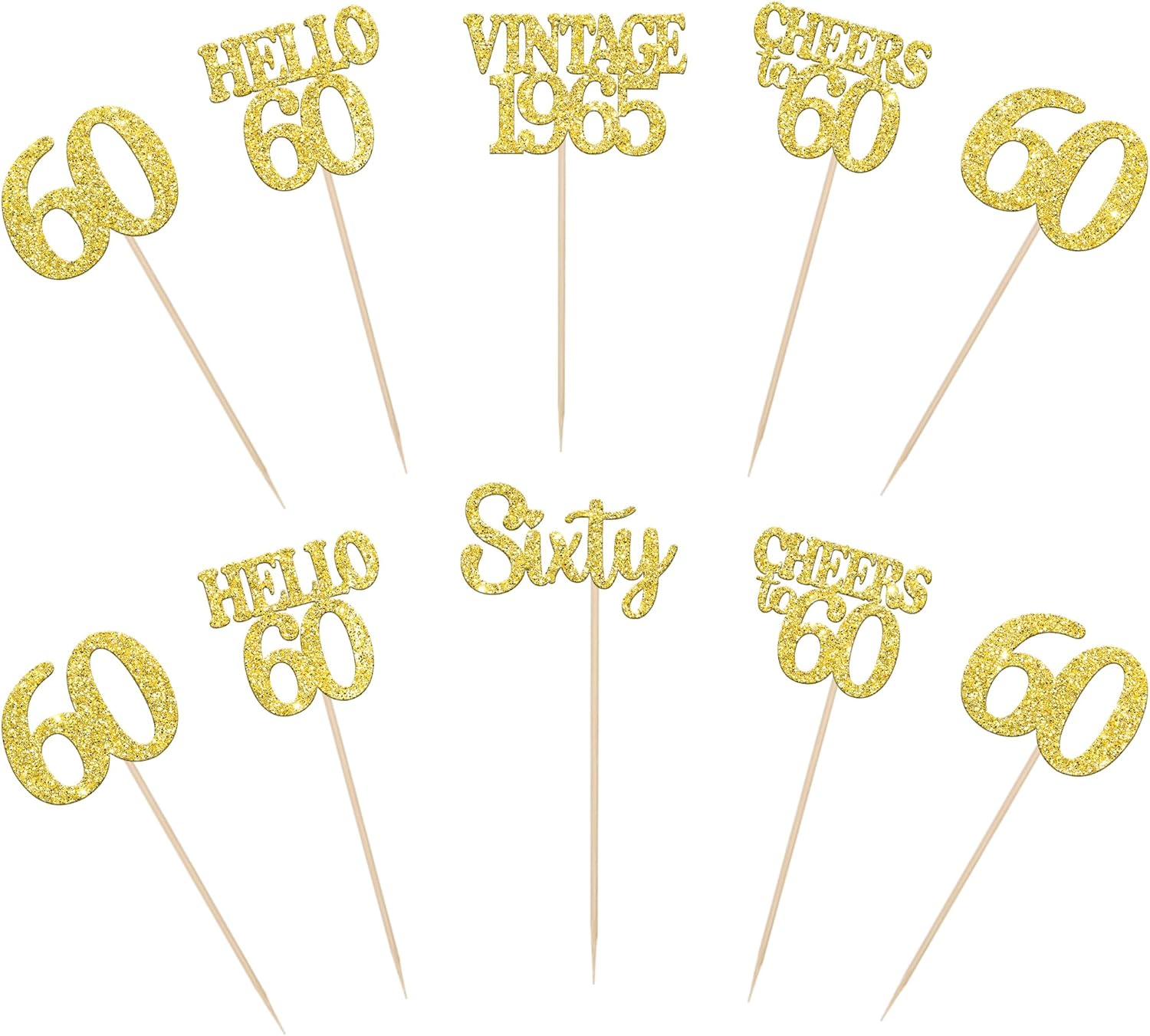 15PCS Happy 60th Birthday Centerpiece Sticks Gold